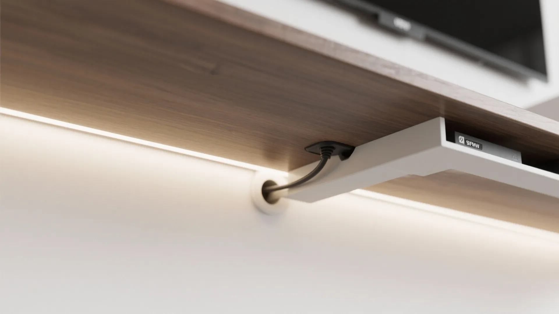 1) Wall-Mounted TV + Floating Console