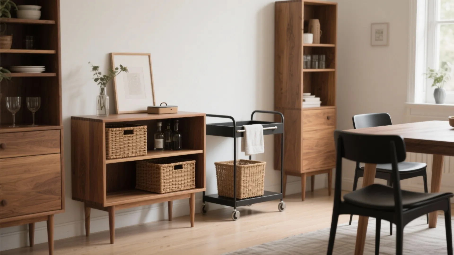 5) Sideboard Alternatives: Carts, Consoles, and Bins That Blend