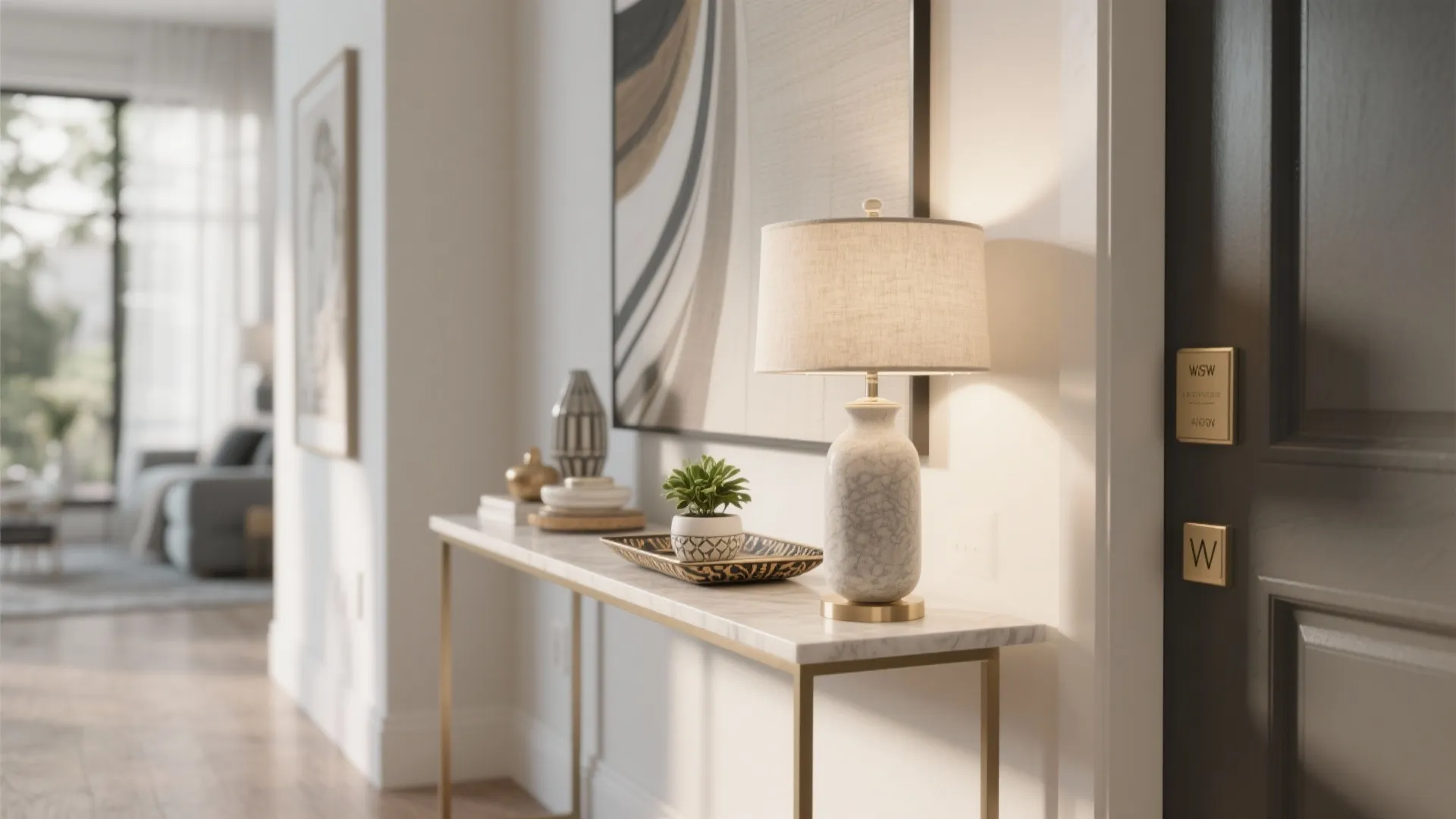 Console table with layered décor