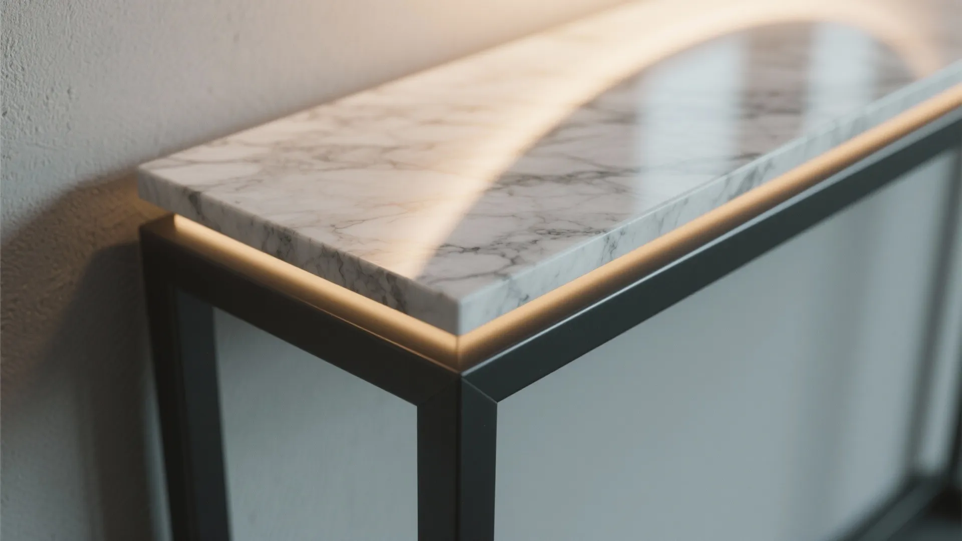 3) Statement marble console with concealed storage