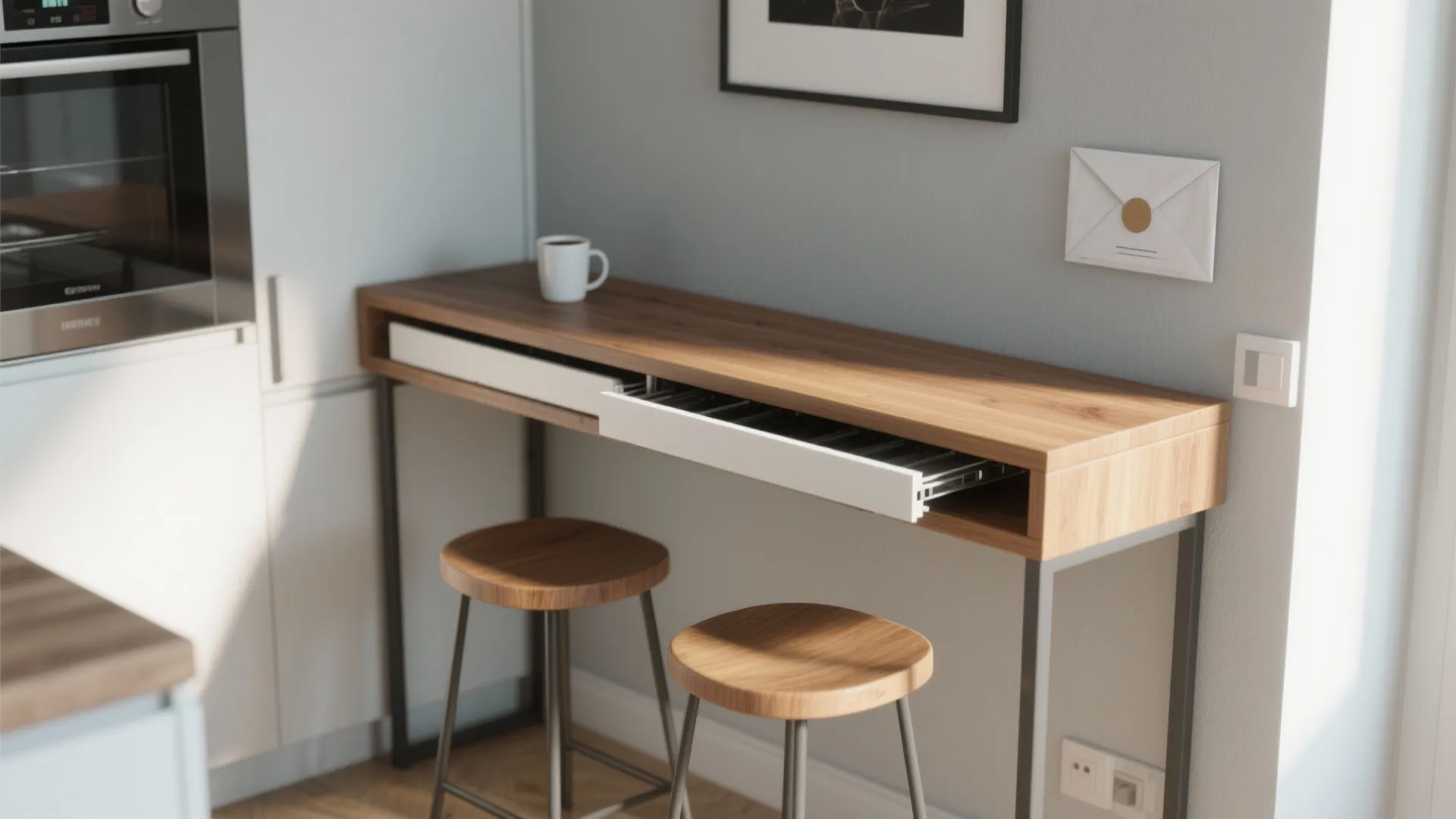 2. Narrow console turned dining table