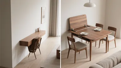 Space-Saving Wall-Mounted Dining Table for Small Homes