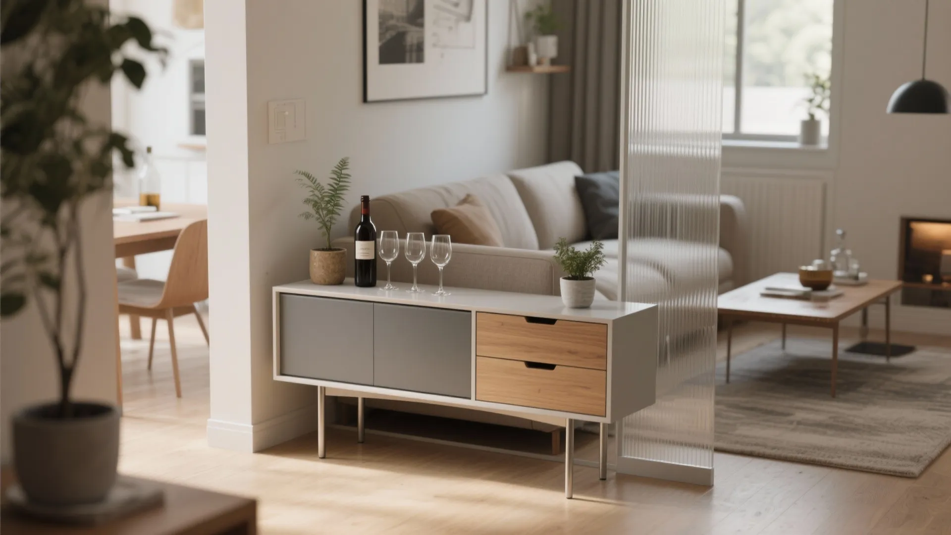 4. Multifunctional furniture as spacer