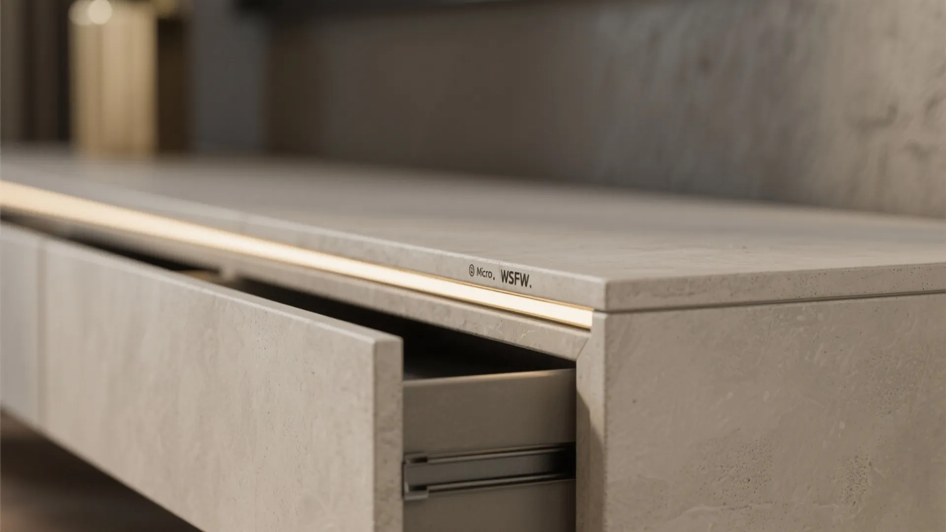 Floating Cement Console with Integrated Storage