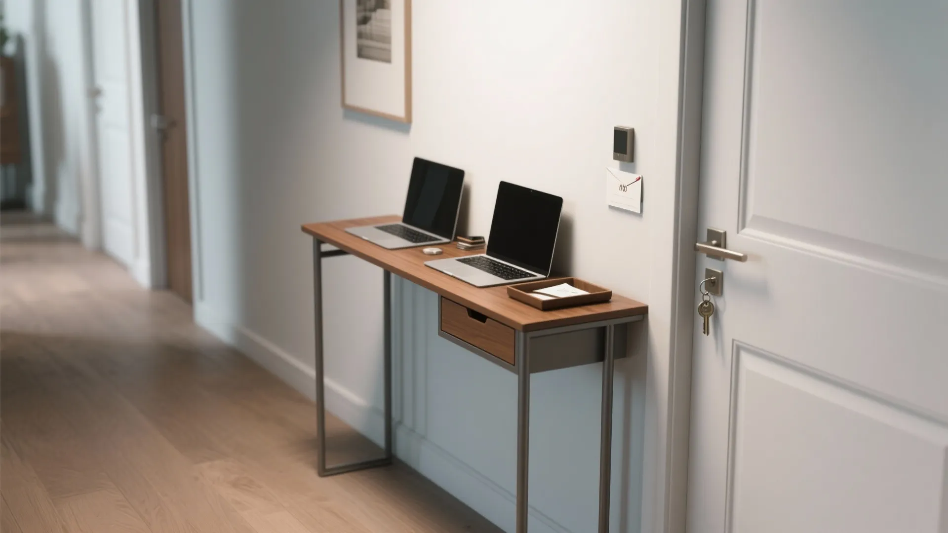5. Multi-use console desk that doubles as entry table