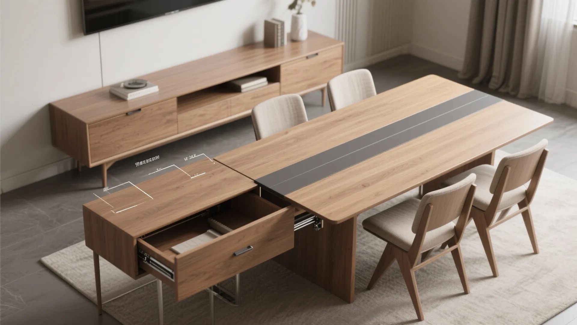 5. Extending console that converts to dining table