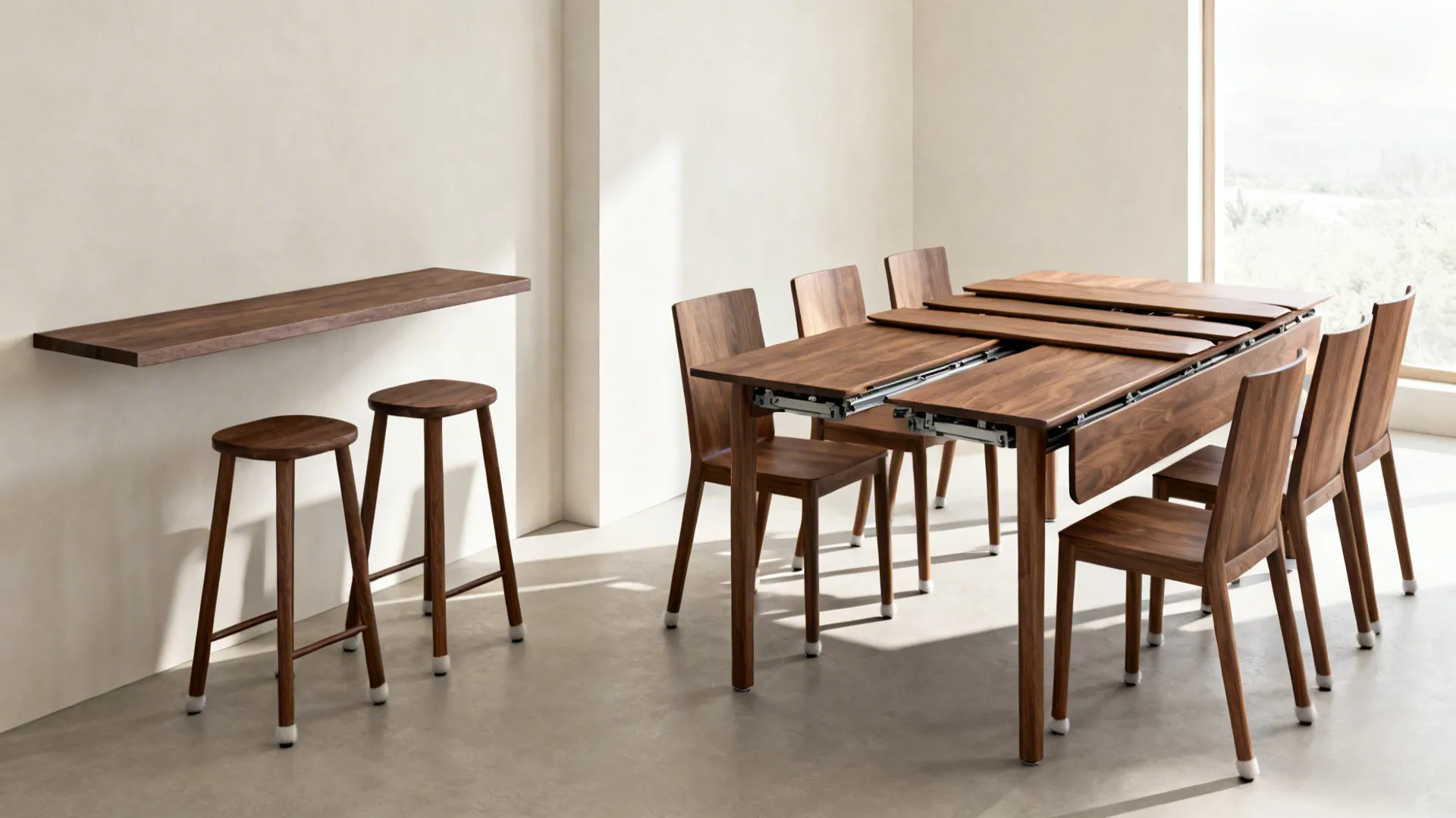 Extendable console-to-dining hybrid