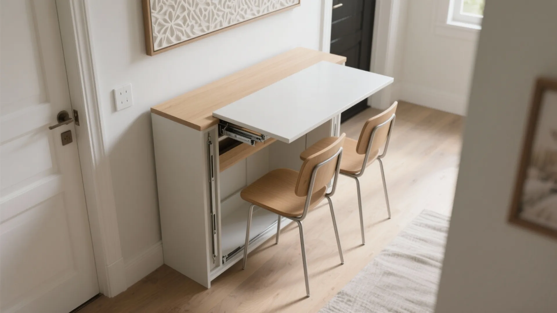 Idea 5: Console-to-Table Flip with Stored Chairs