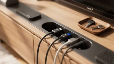 Smart TV Console with Built-in Cable Management