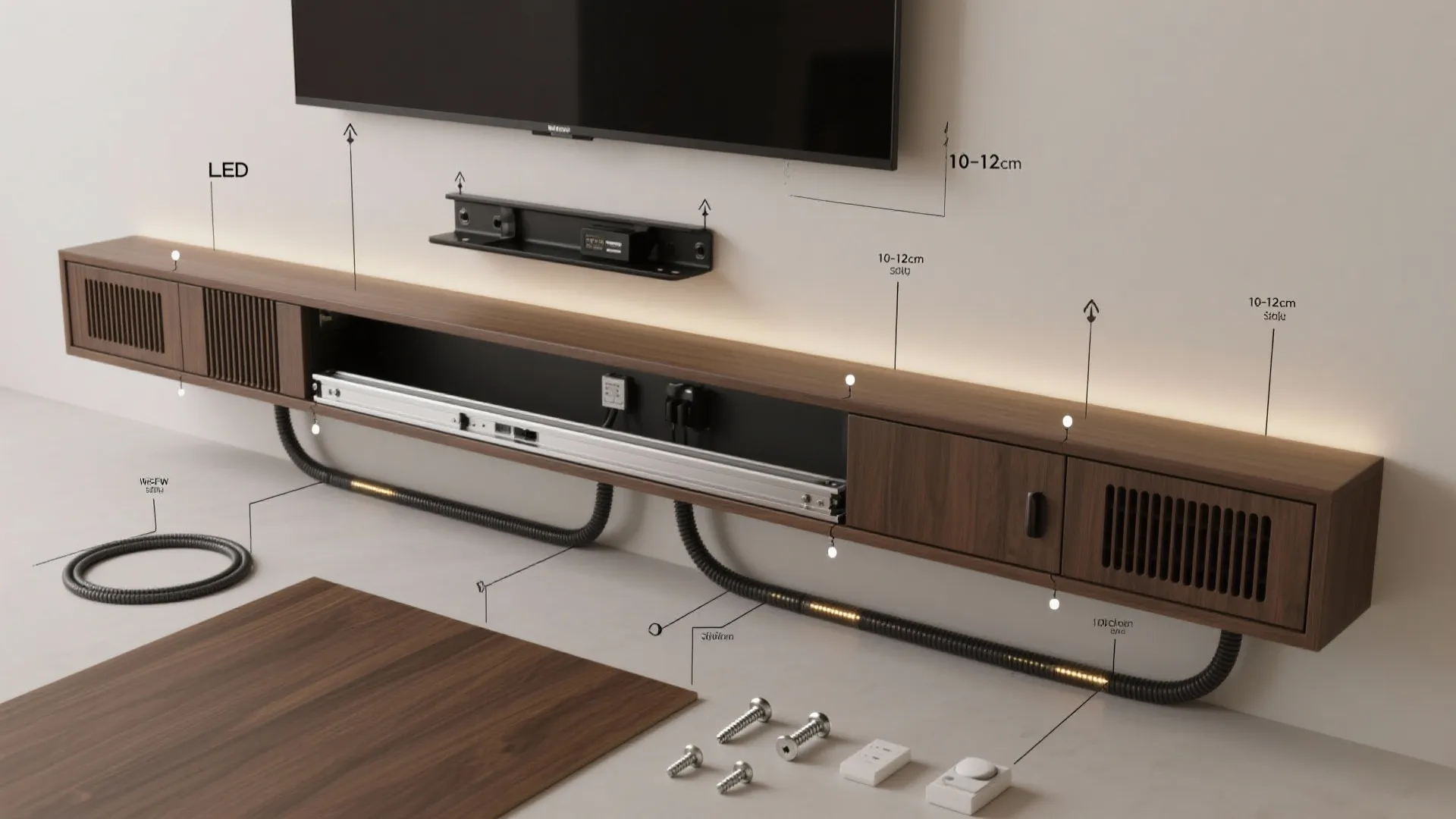 Floating Media Console + LED Backlighting