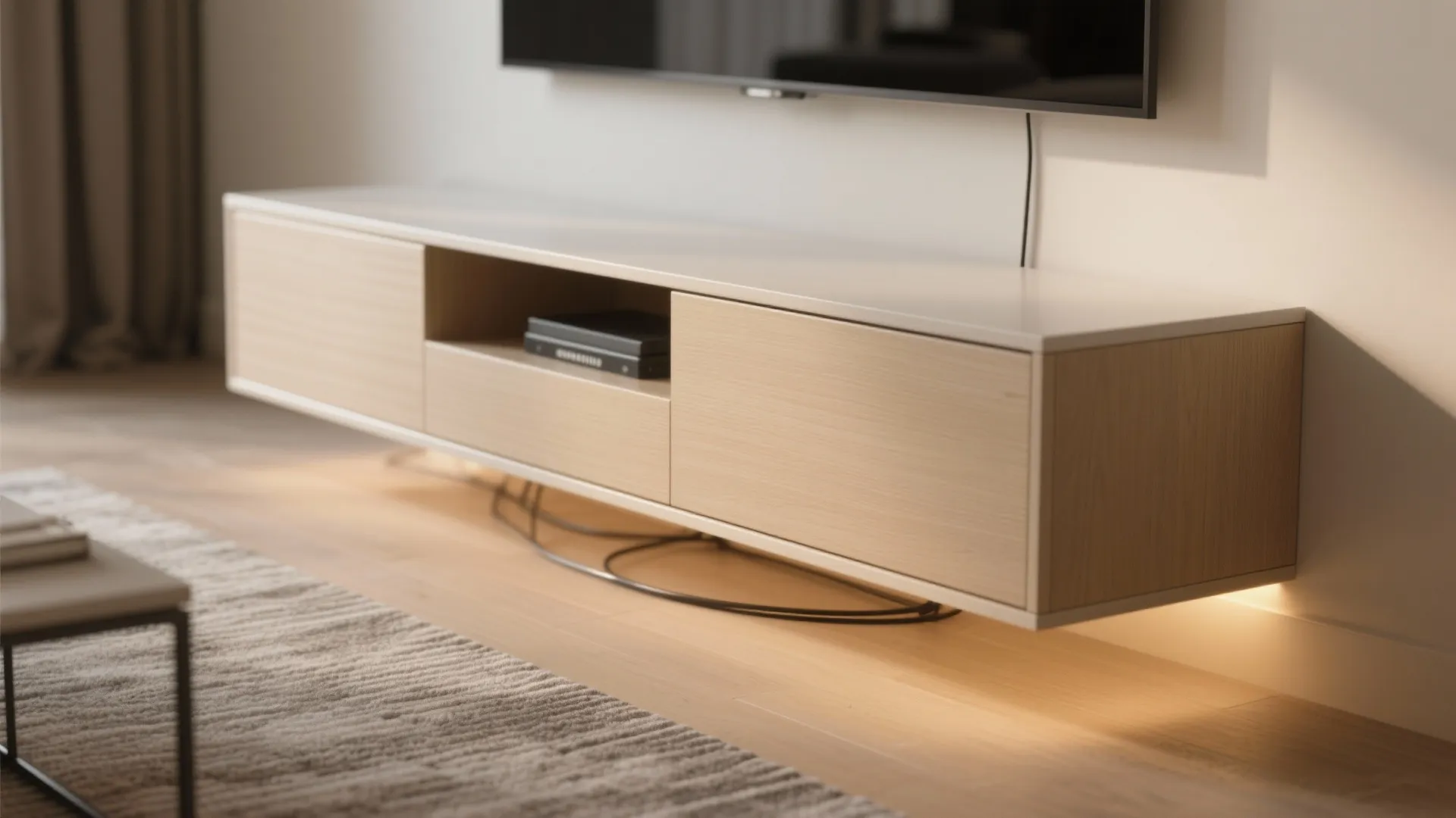 Minimalist storage zoning in the living–dining core