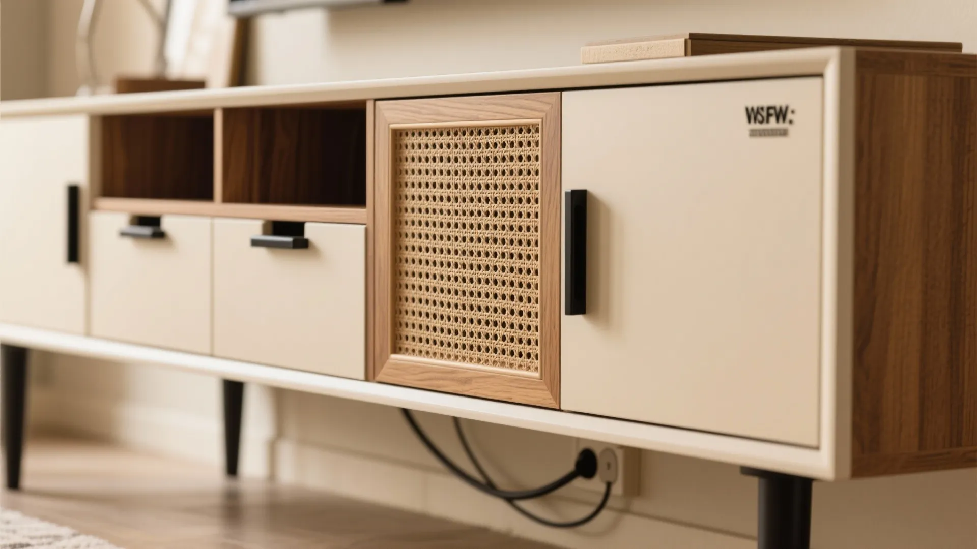 Minimal, multi-use living room storage