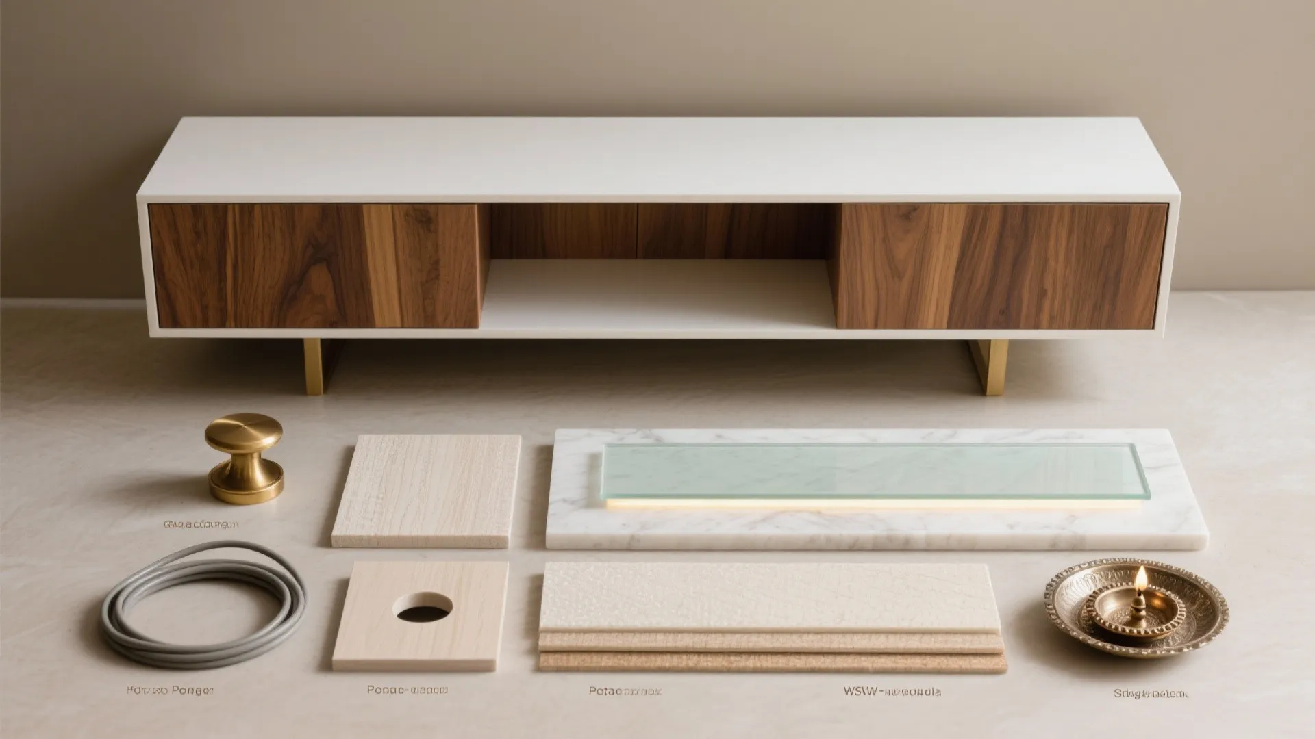 3) Half-height console wall with niche shrine