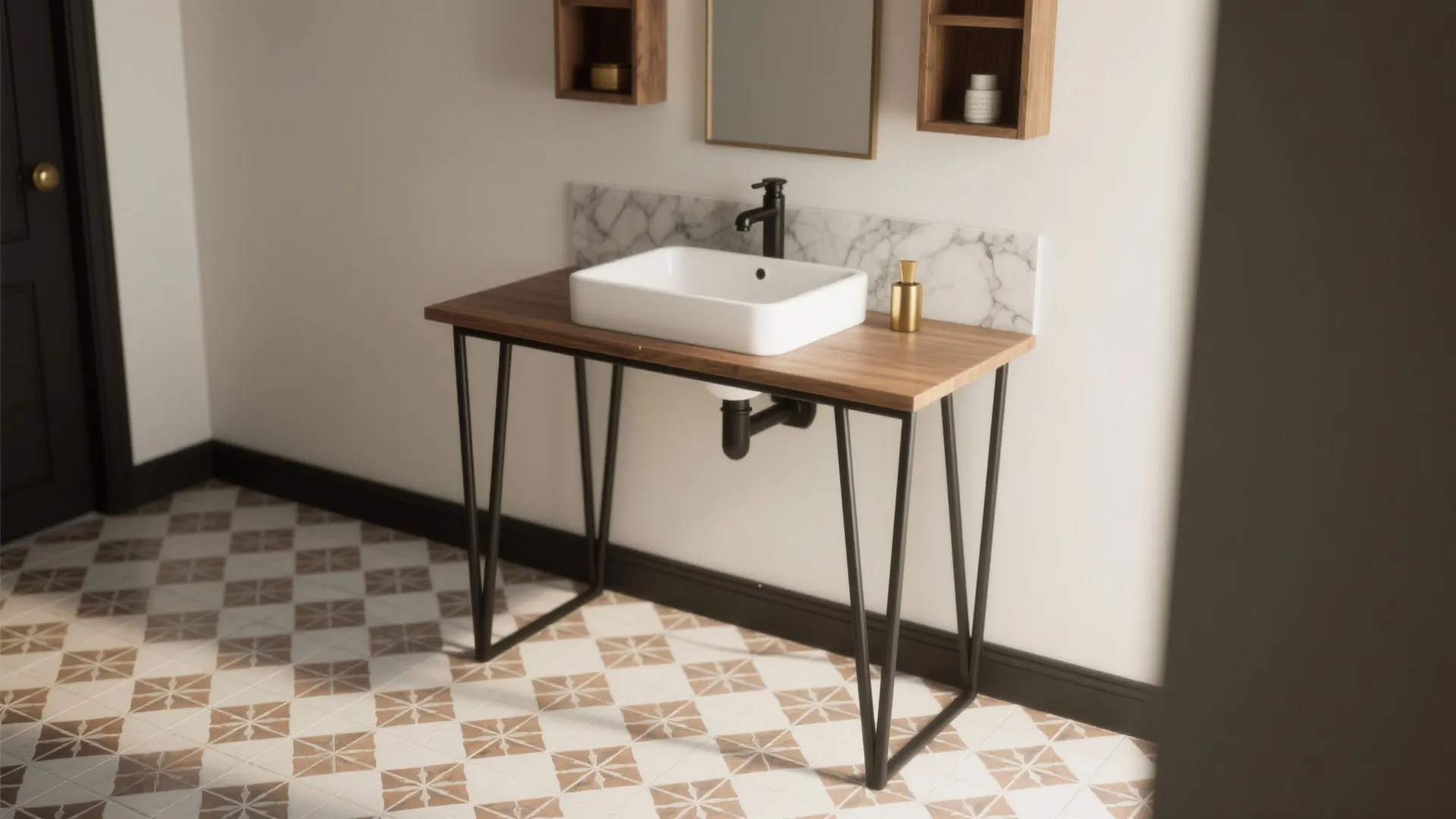 3. Console Sink with Metal Legs
