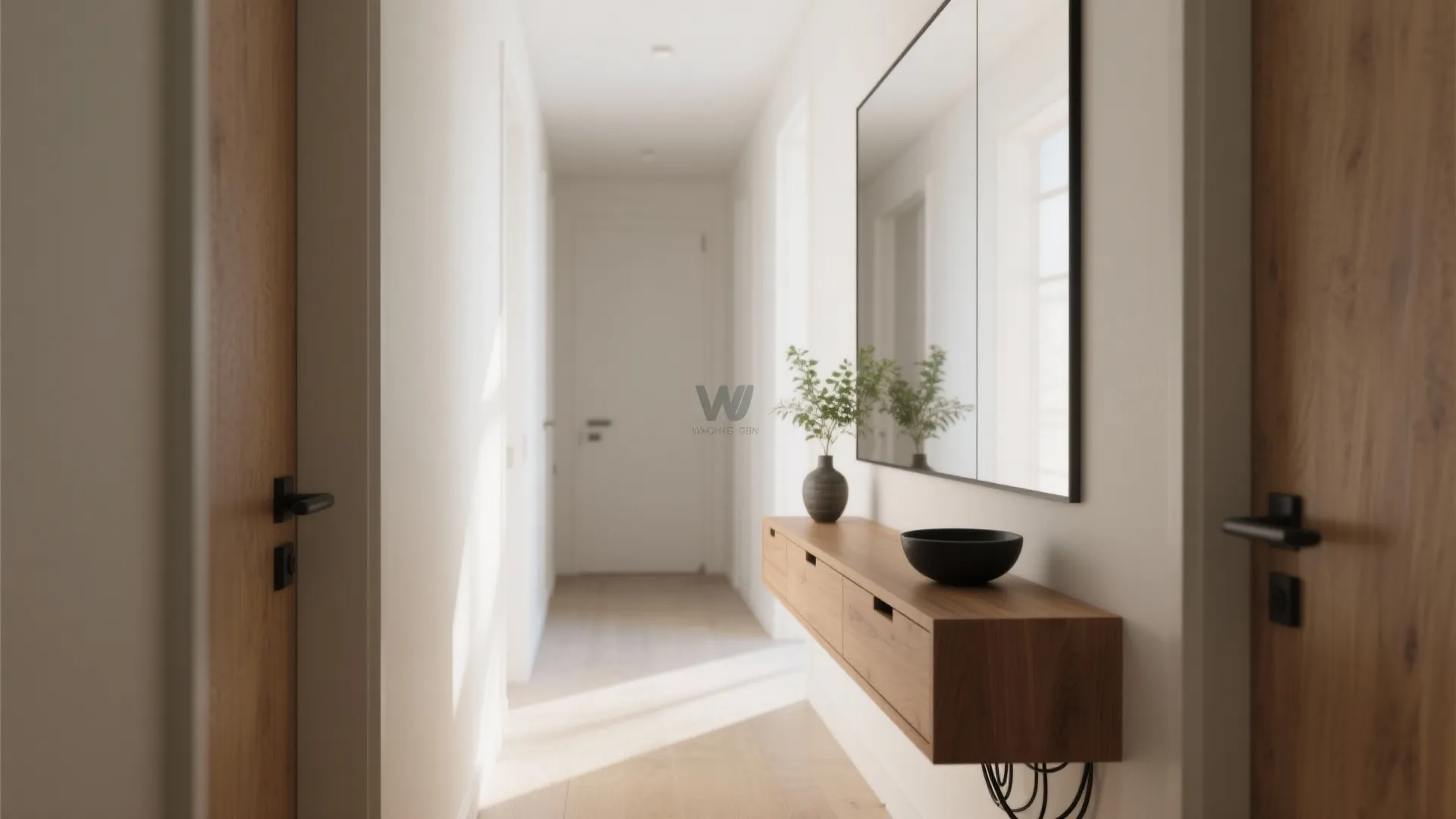 1) Slim Console + Mirror: Brighten and Anchor the Entry