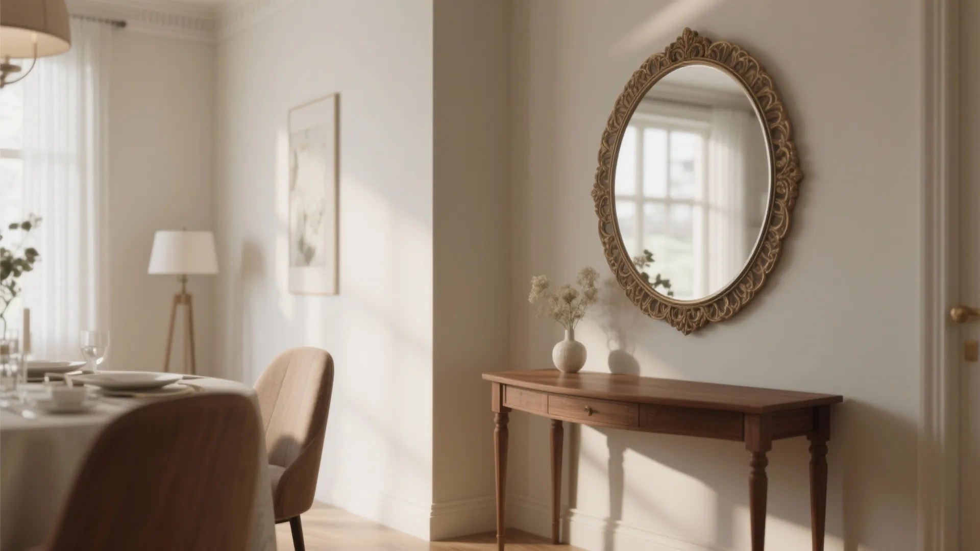 10. Small Console Table with Mirror