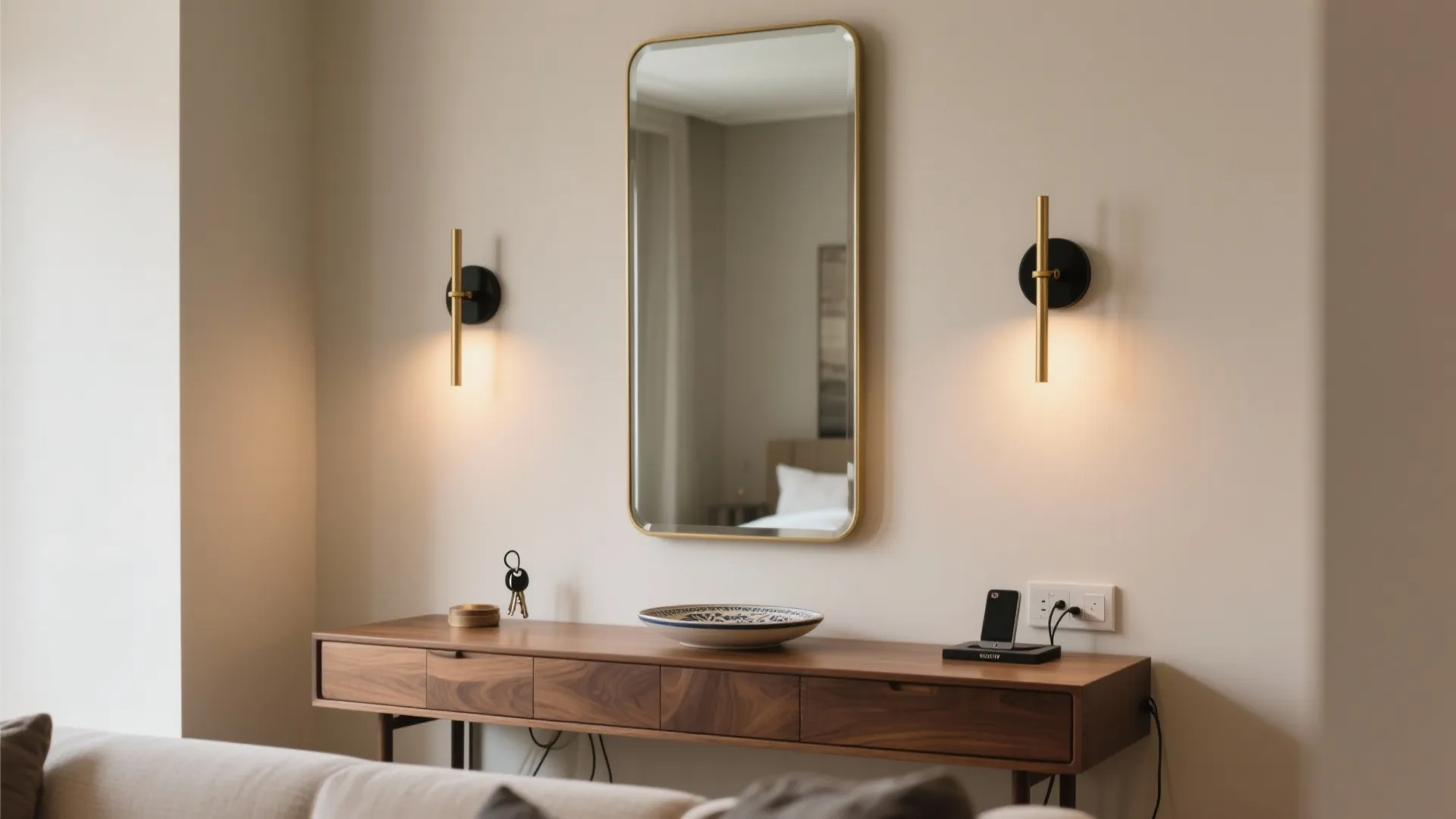 Console + Sconces + Mirror Layering