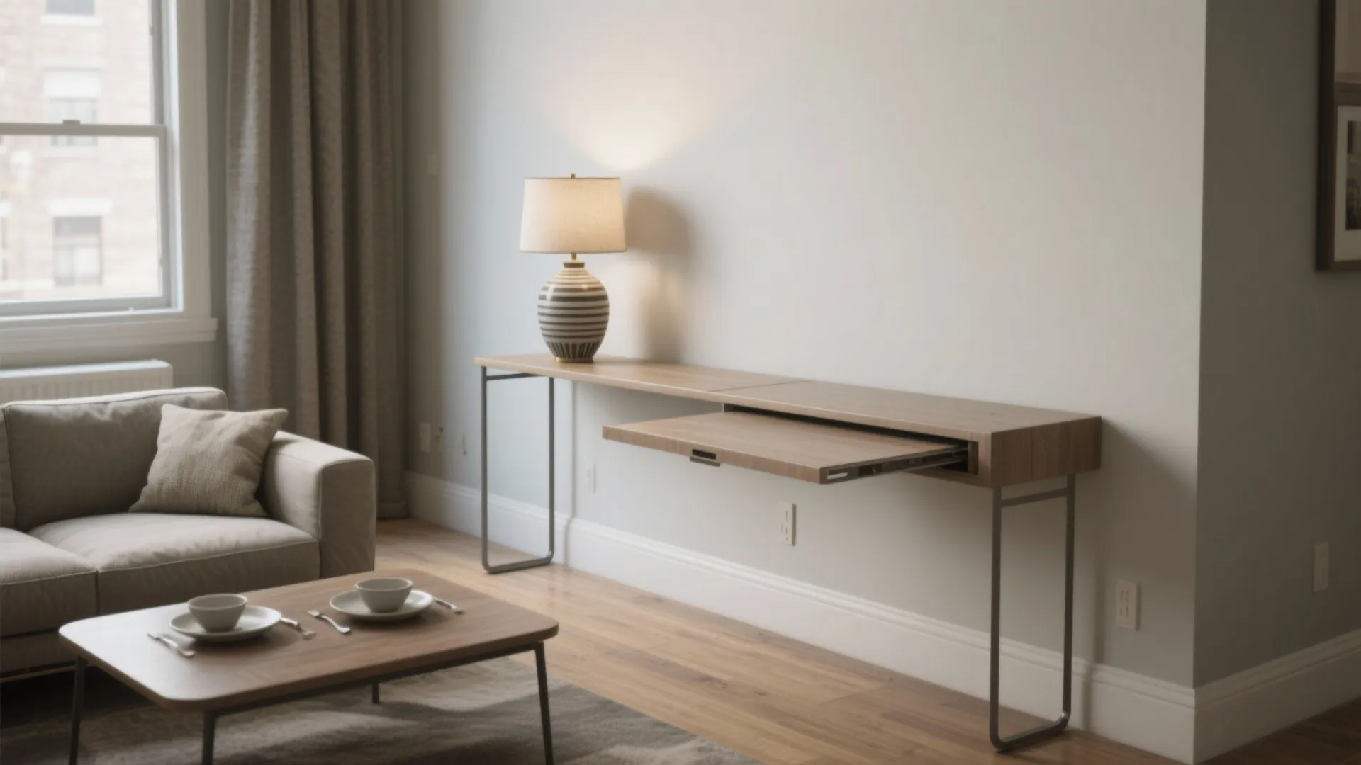 2. Narrow console-to-table: disguise the dining