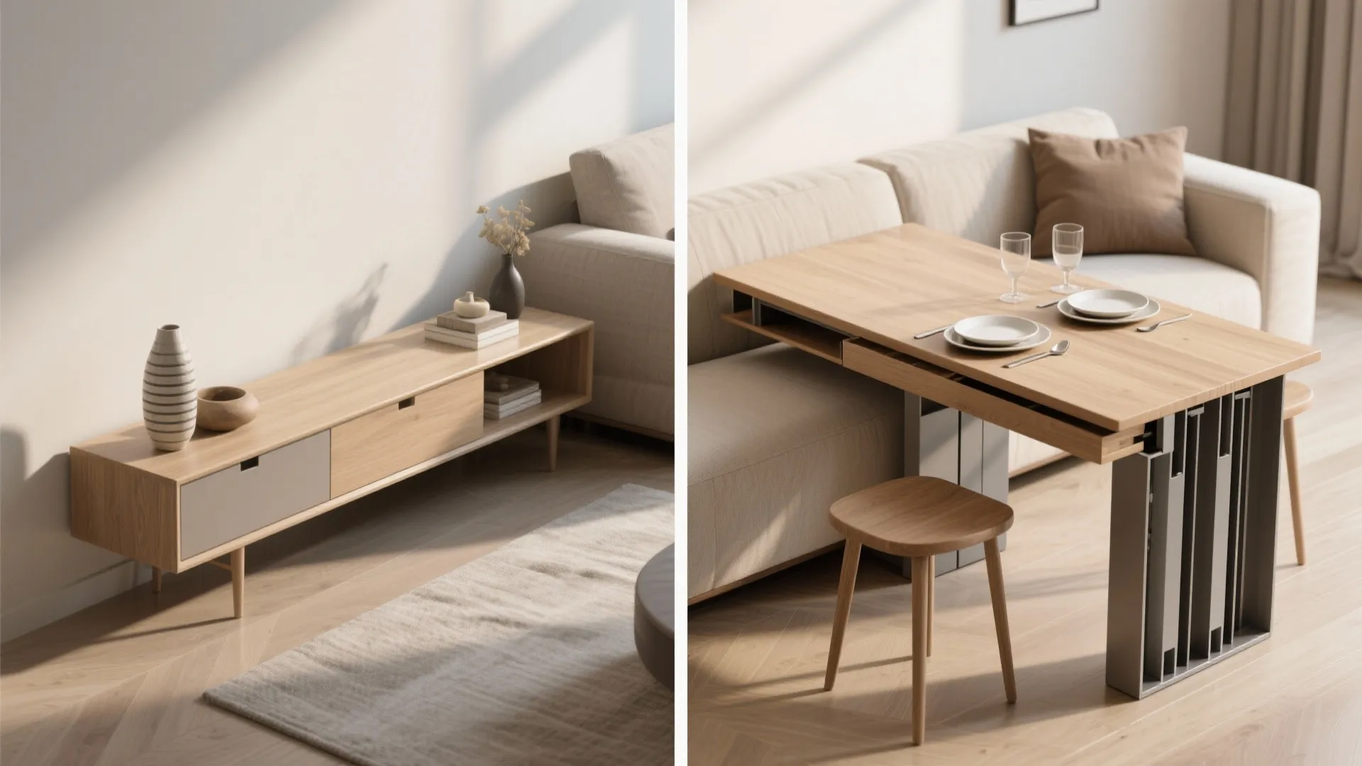 4. Narrow Console-to-Table: Double-duty furniture wins