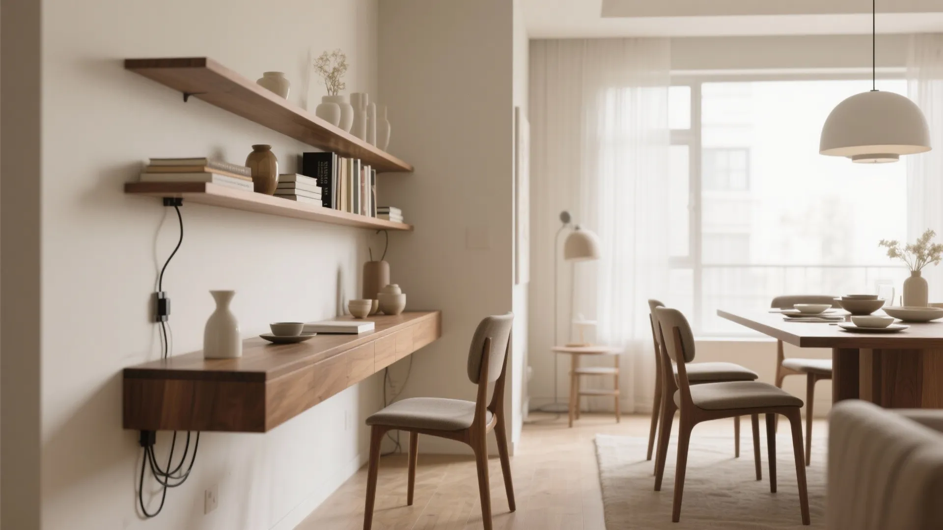 Console table used creatively as dining room desk