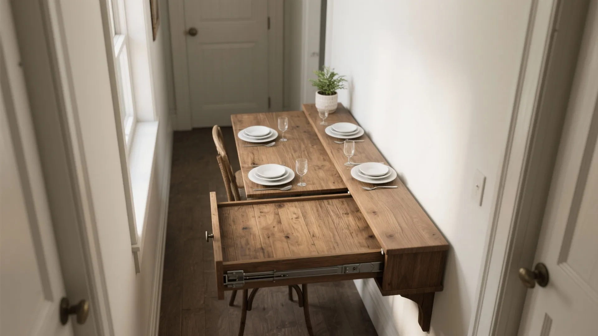1. Narrow farmhouse console-to-table