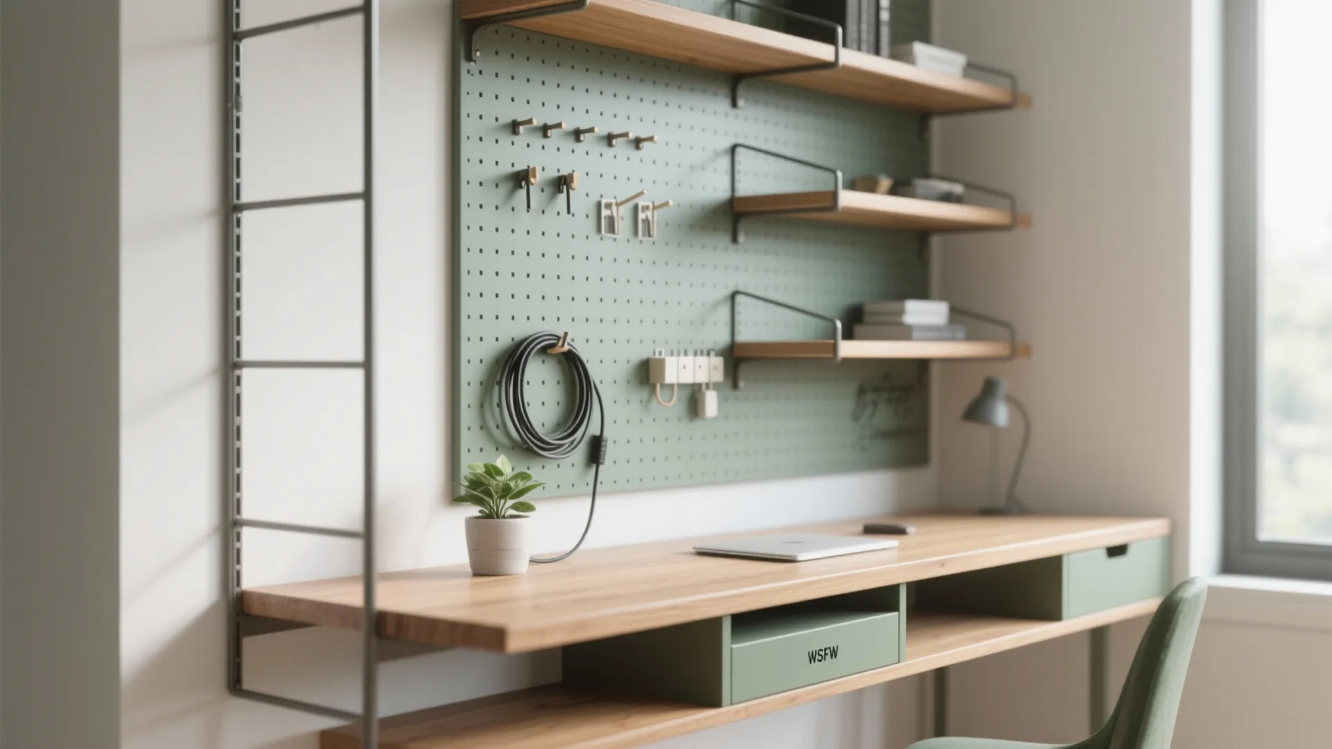 3. Narrow console desk with vertical storage