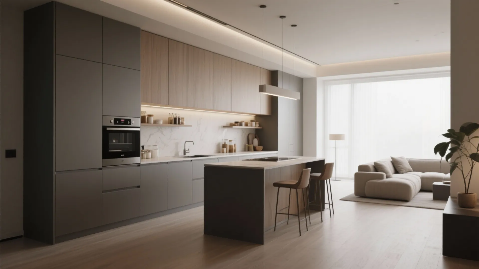 3. Keep sightlines uninterrupted with continuous cabinetry