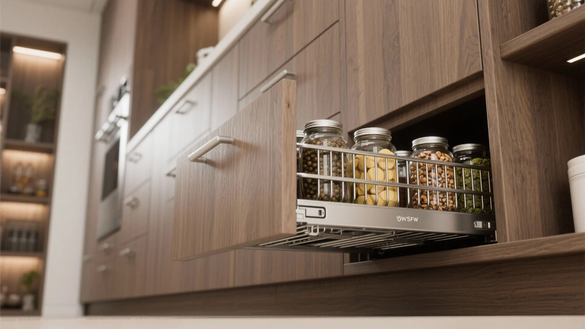 3. Continuous cabinets + clever pull-outs