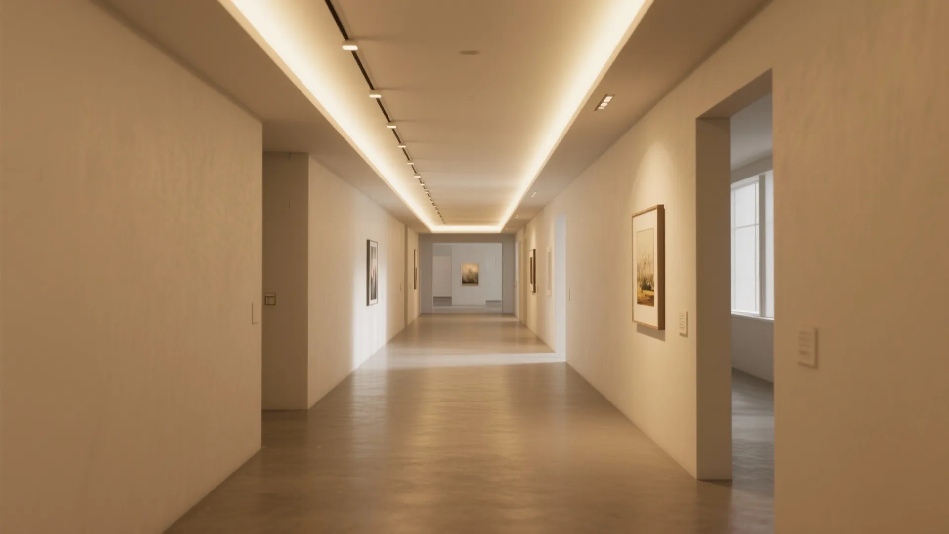 Continuous cove lighting for a calm, gallery feel