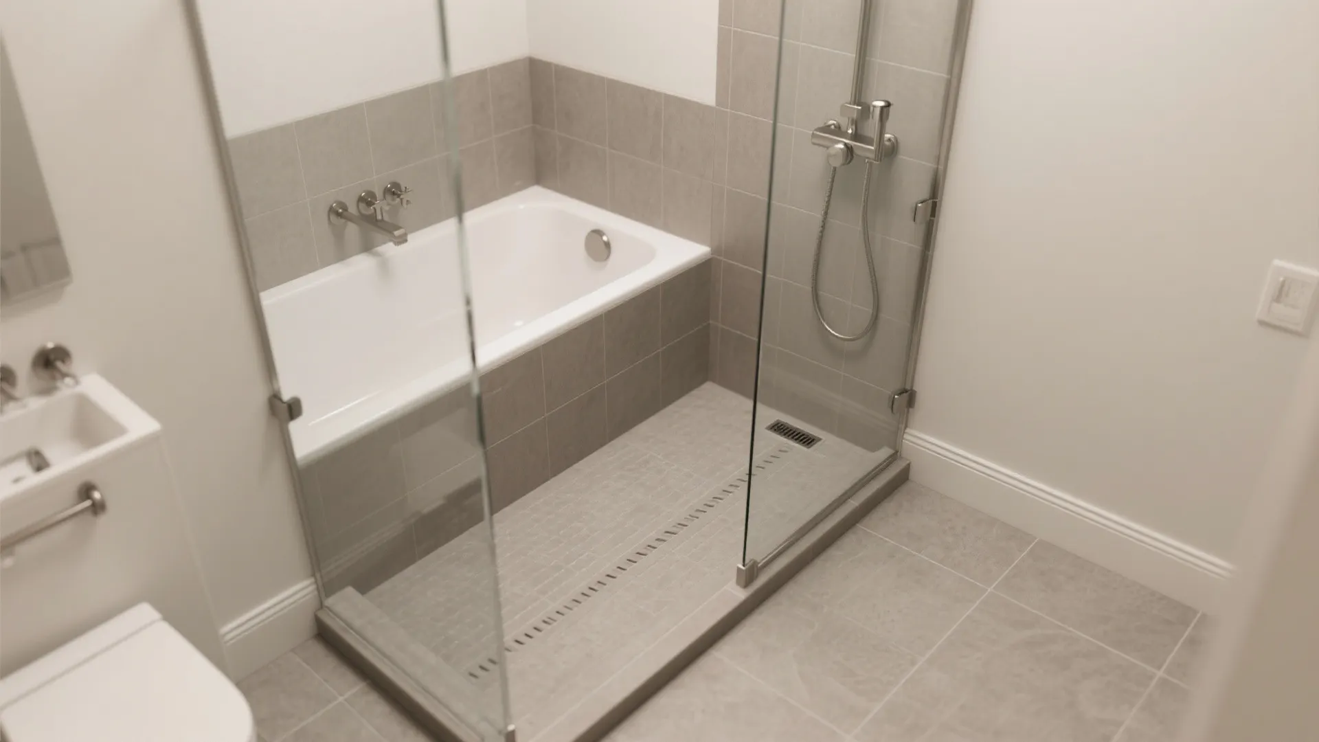 Walk-In Shower with Continuous Floor Tile
