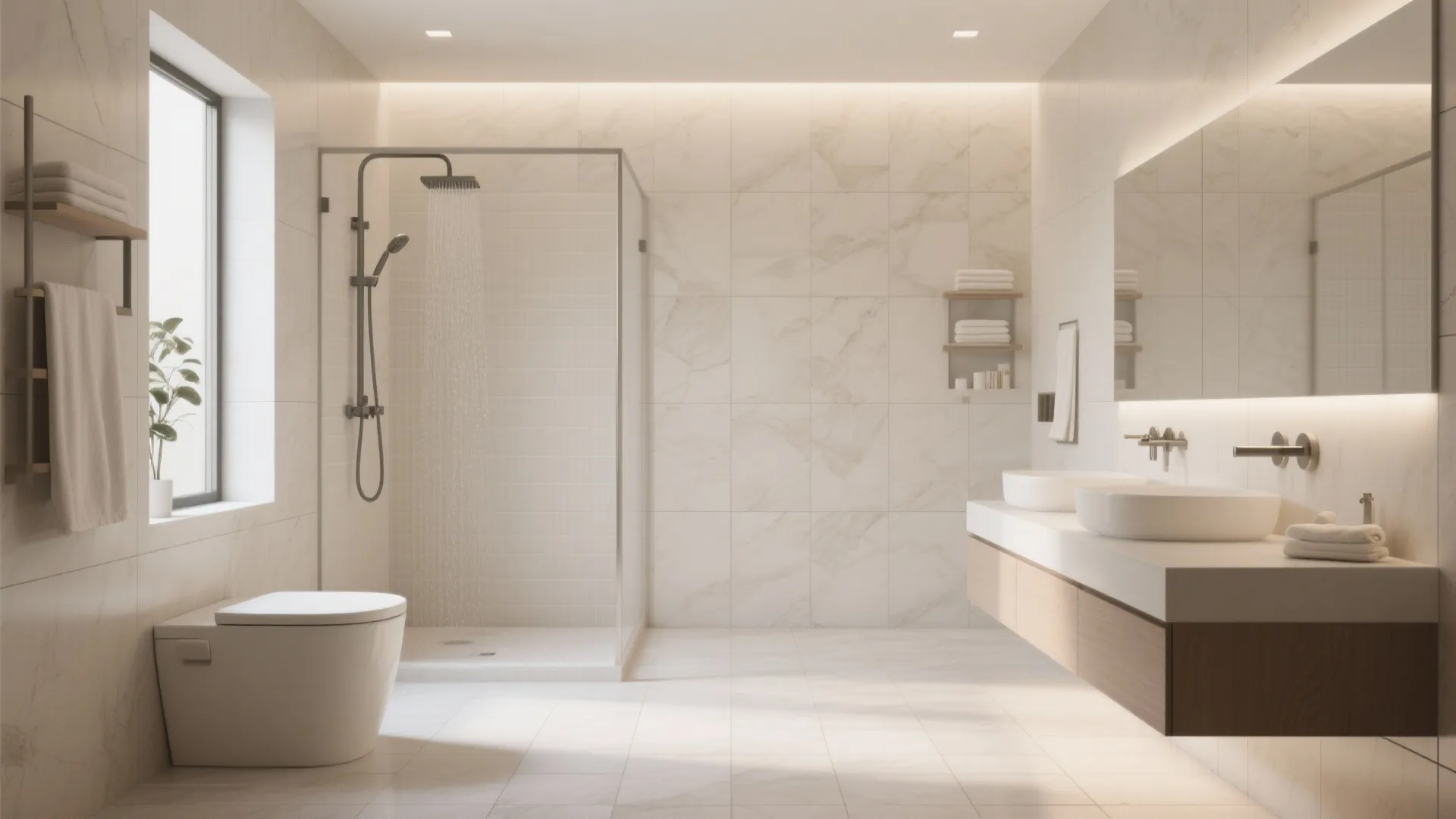 2. Continuous Floor-to-Wall Tile