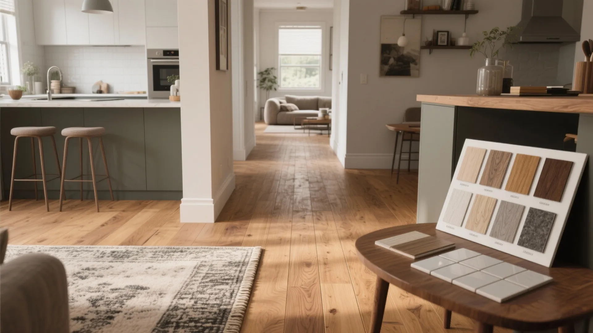 1. Use a continuous material to visually connect zones