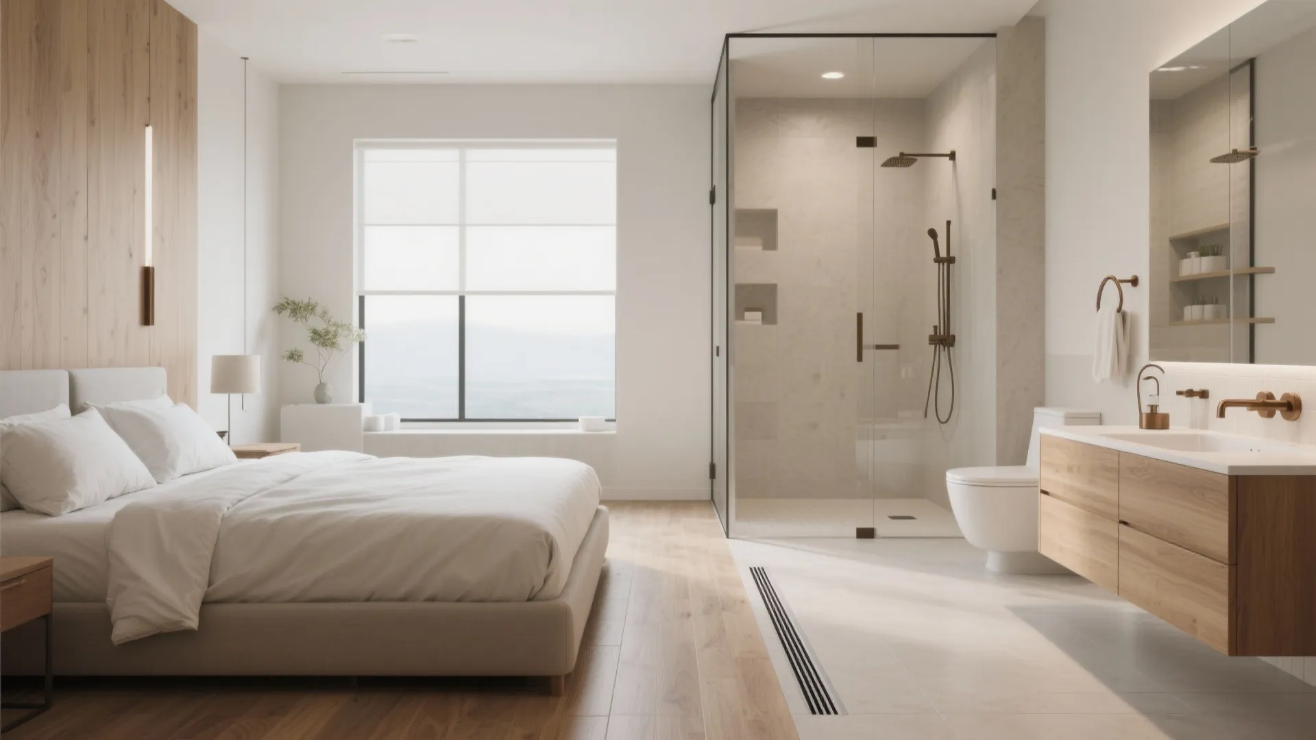 Continuous Flooring and Curbless Shower