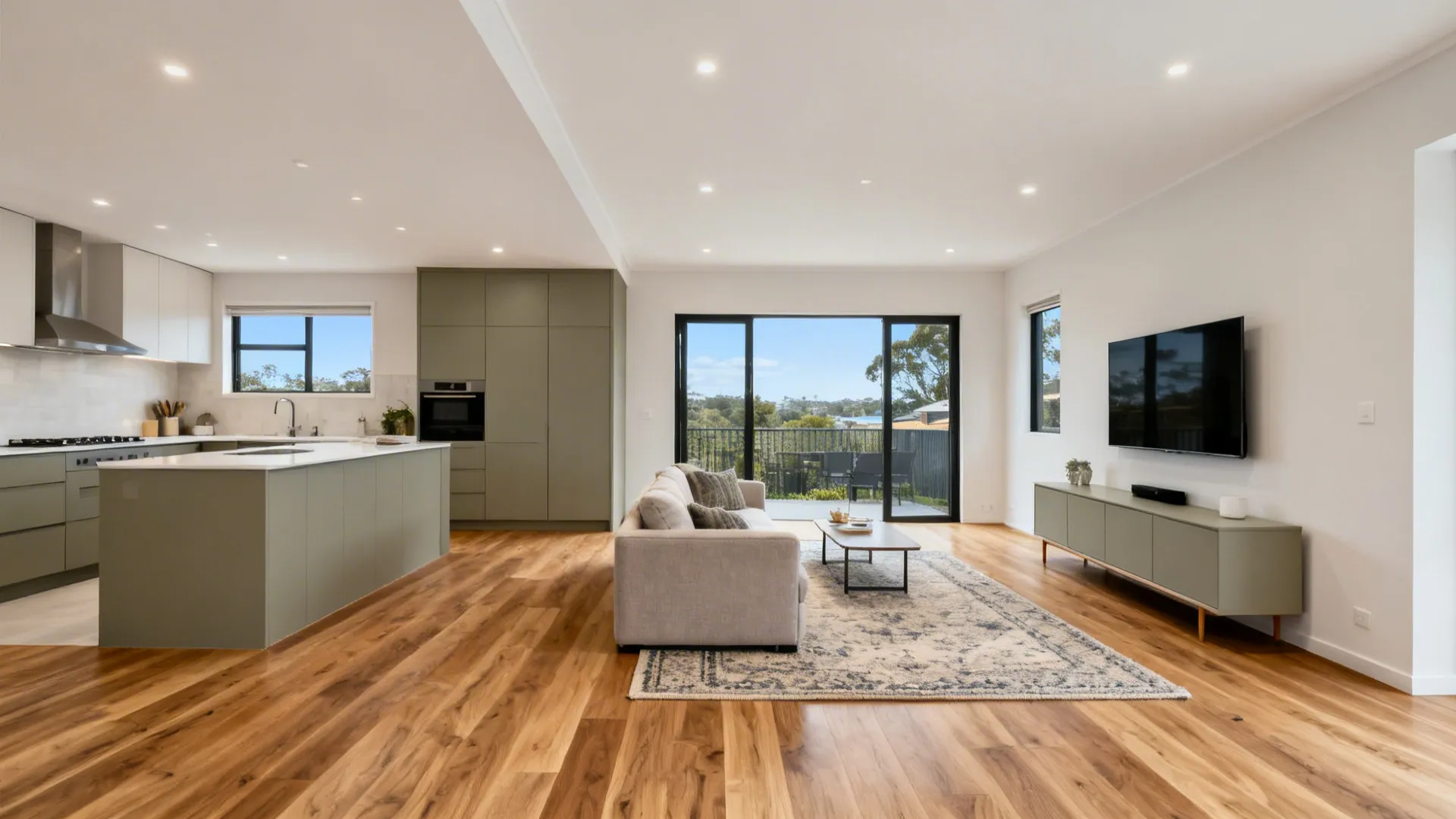 Continuous flooring and a consistent palette