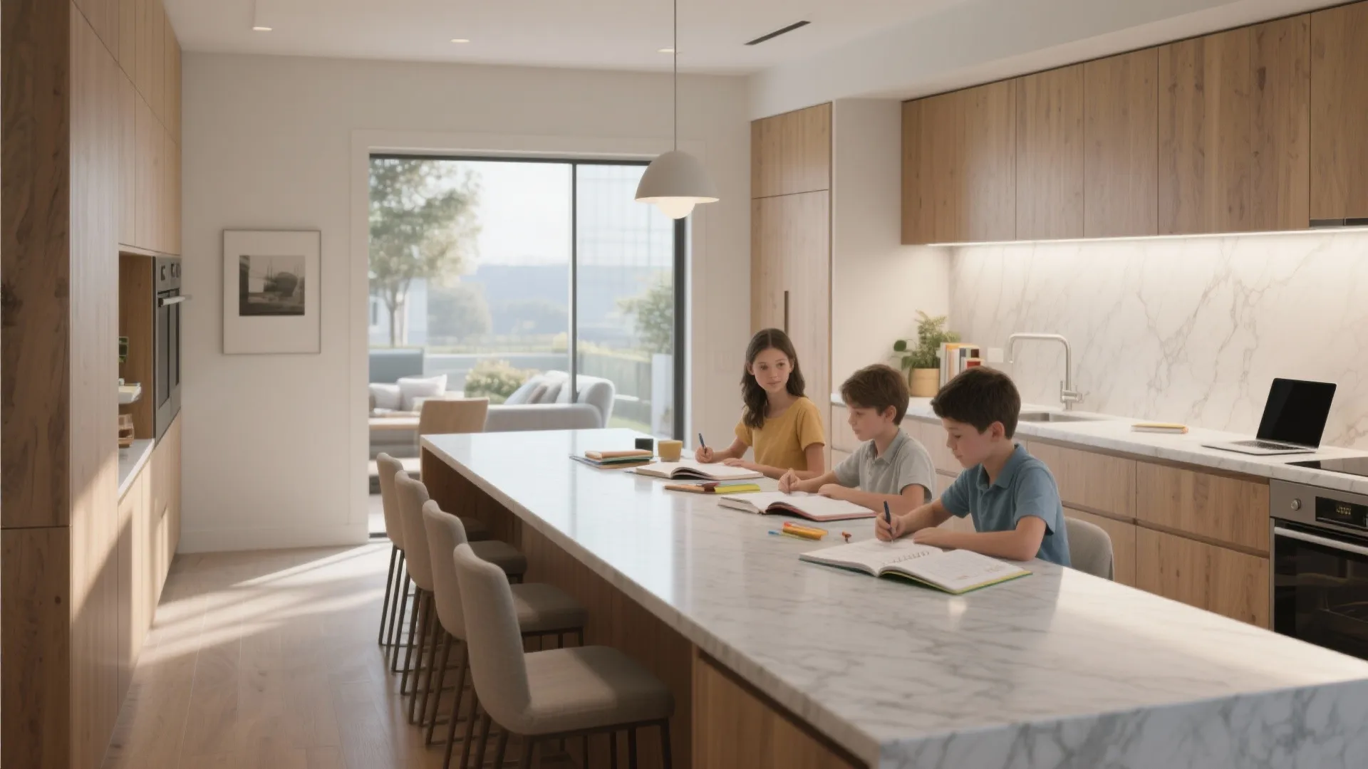 1. Create a continuous countertop island