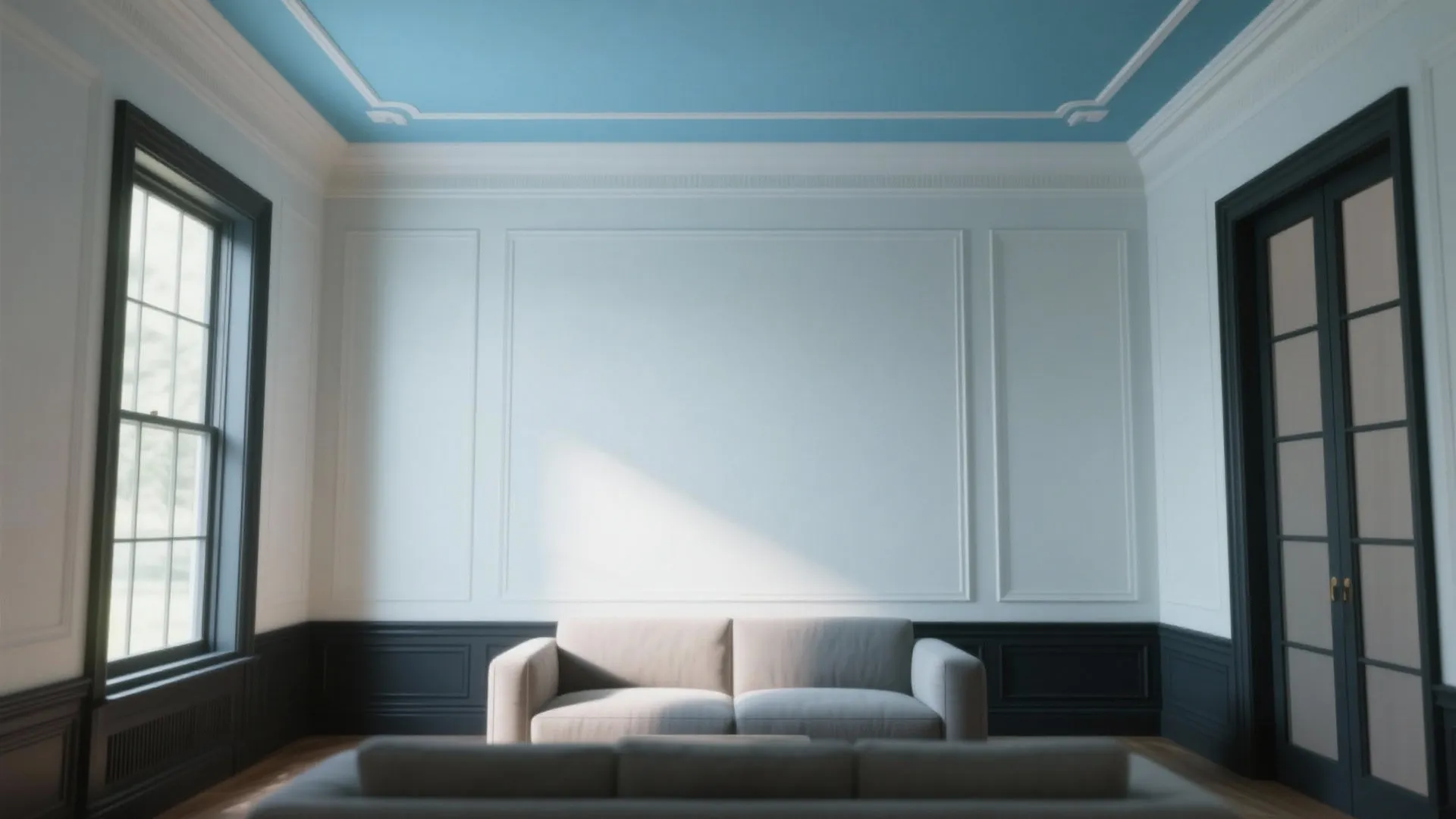 4) High-contrast accents: dark trim or a color-drenched ceiling