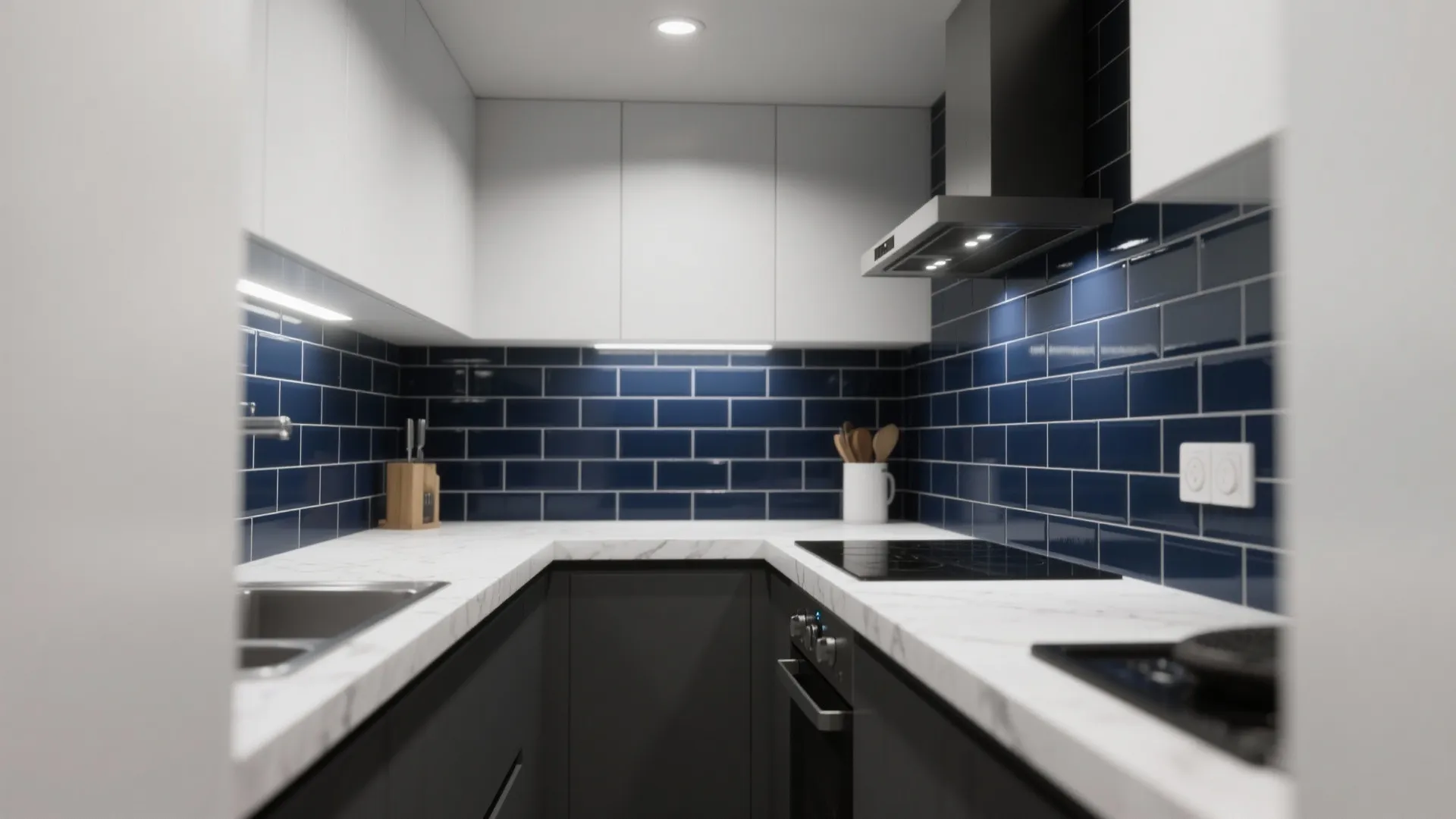 5. High-Contrast Backsplash