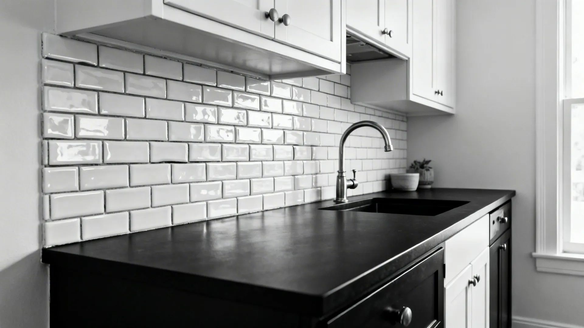 High-Contrast Backsplash to Brighten Dark Counters
