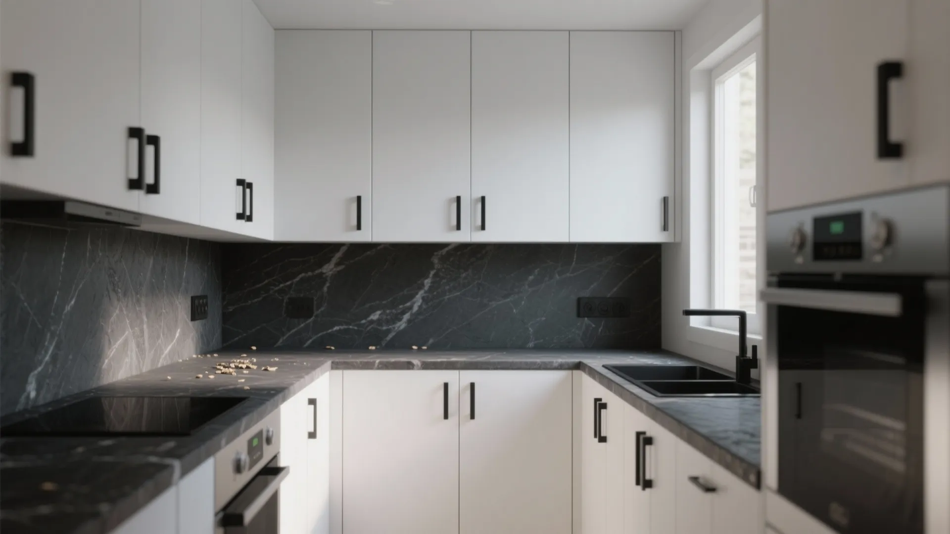 5. Create contrast with darker countertops or hardware