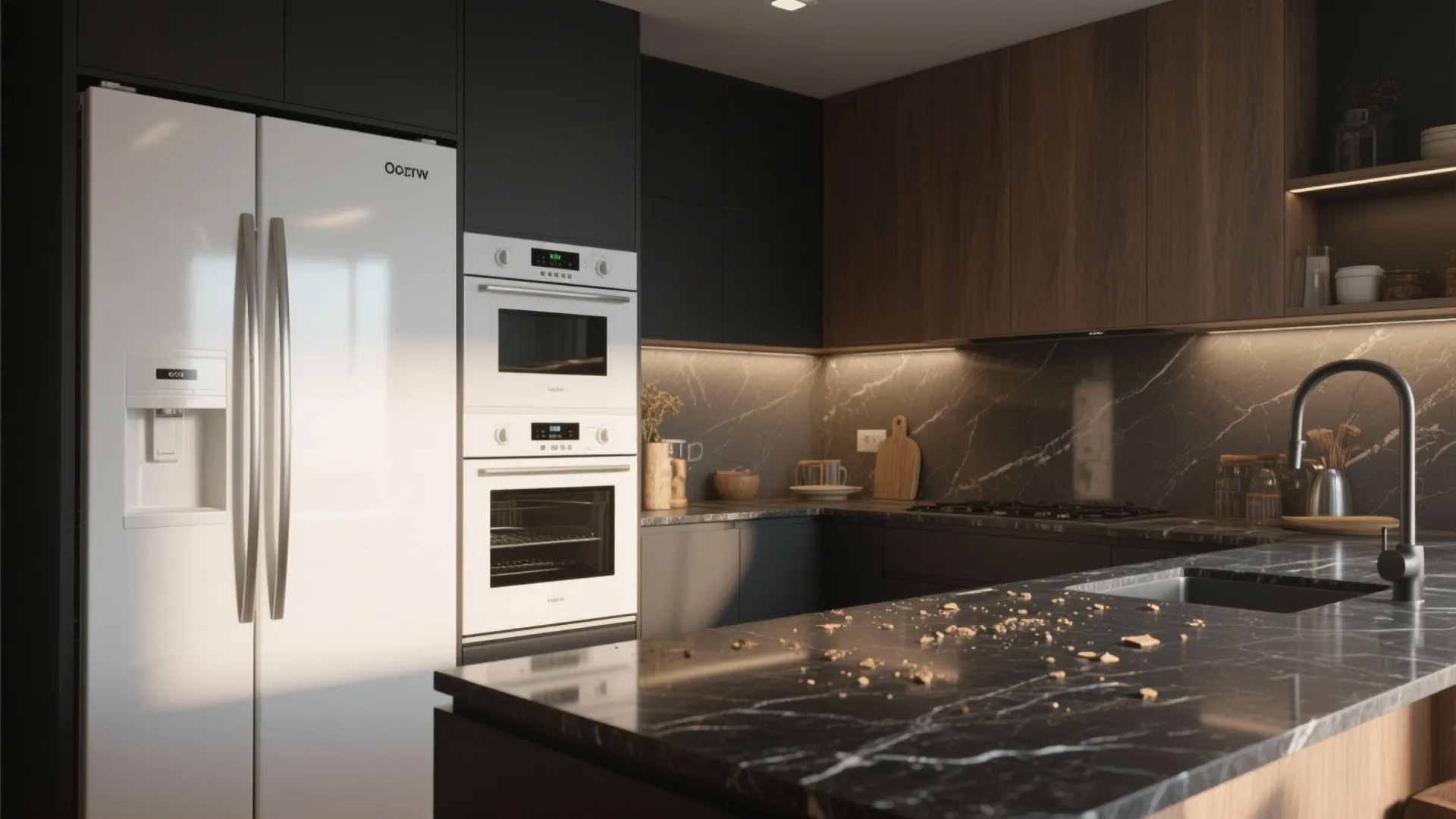 2. Contrast with Dark Countertops