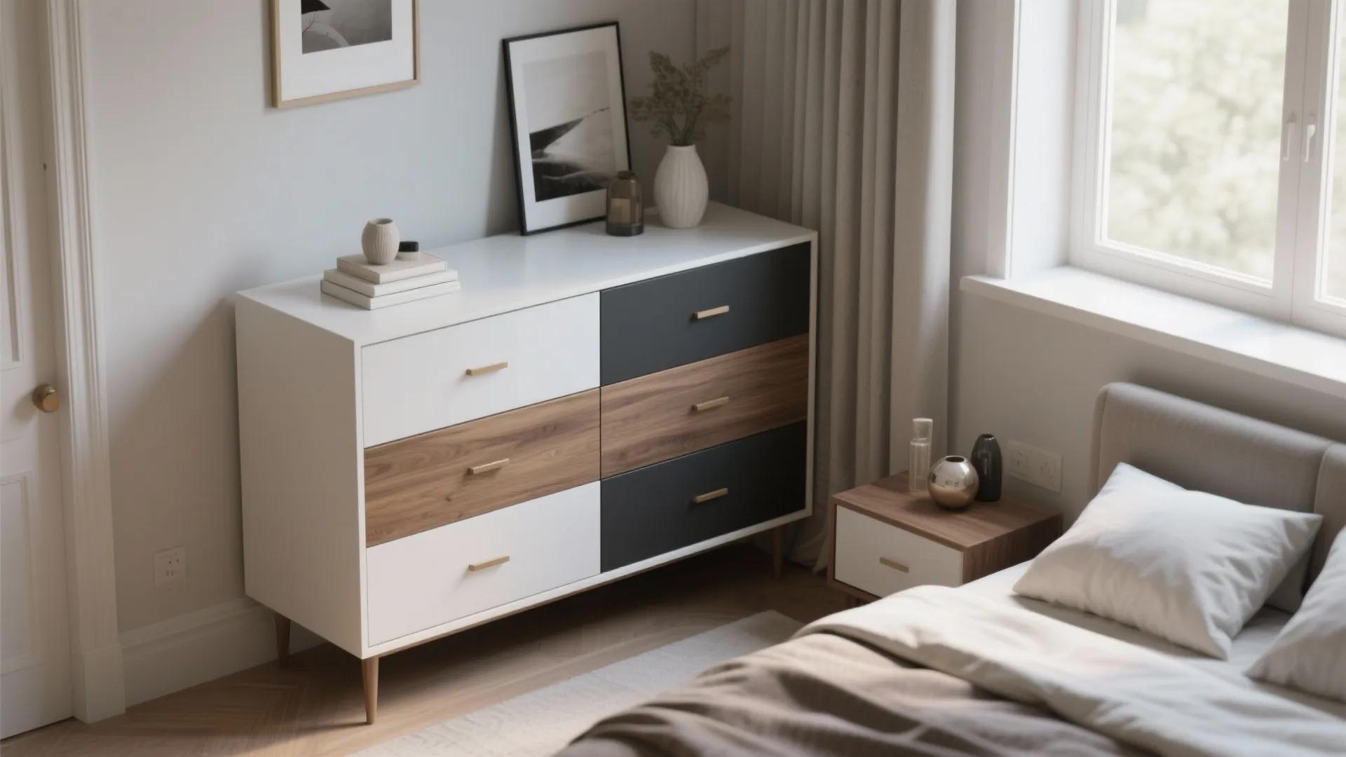 4. Accent Dresser With Contrast Drawers