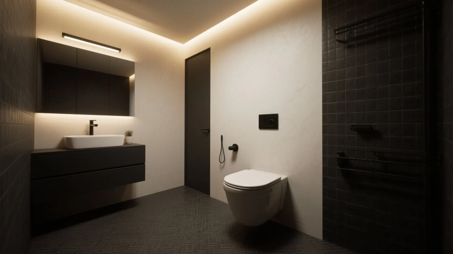 4. High-contrast finishes, layered lighting, and non-slip flooring