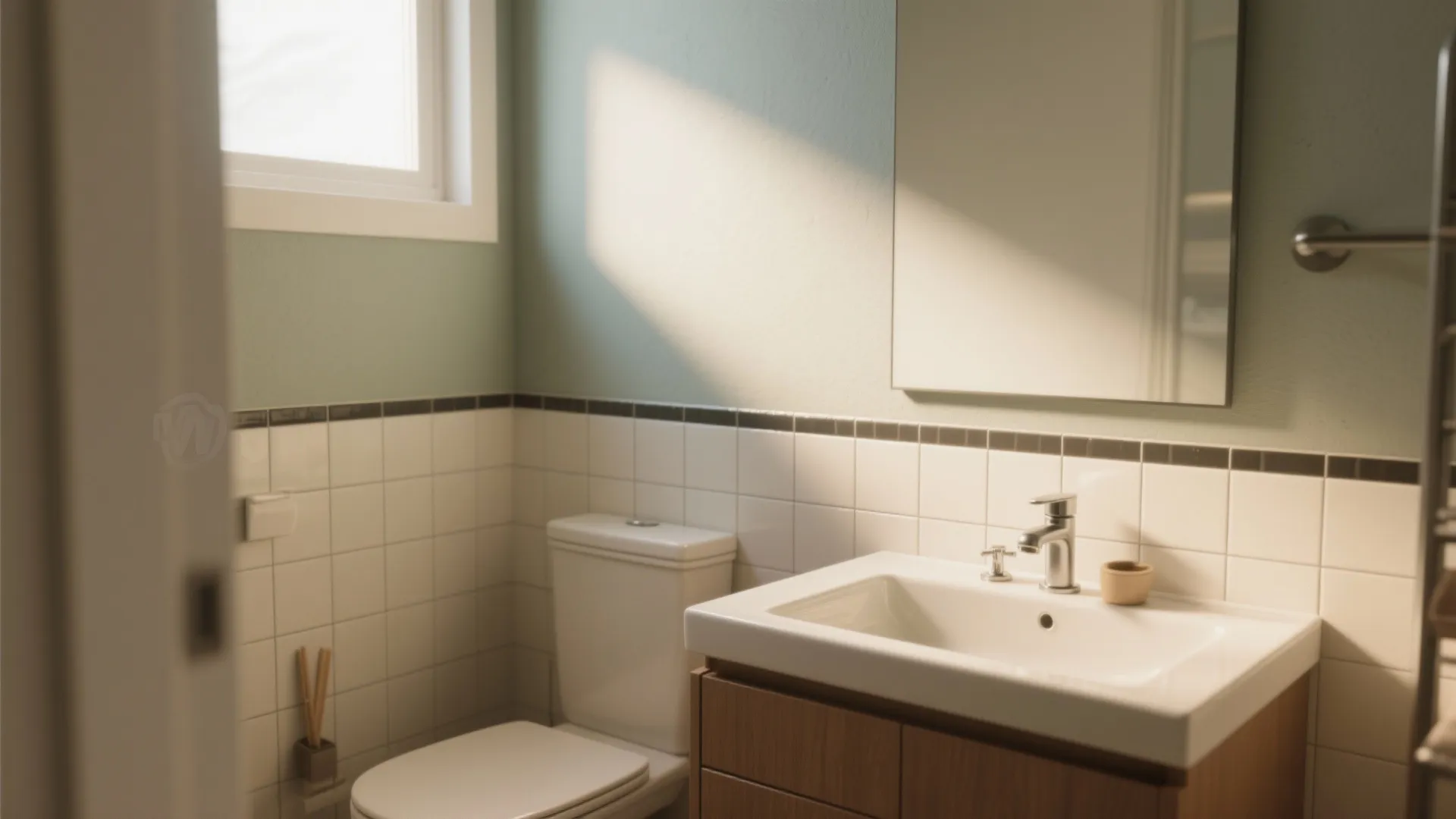 5. Contrast grout and two-tone walls