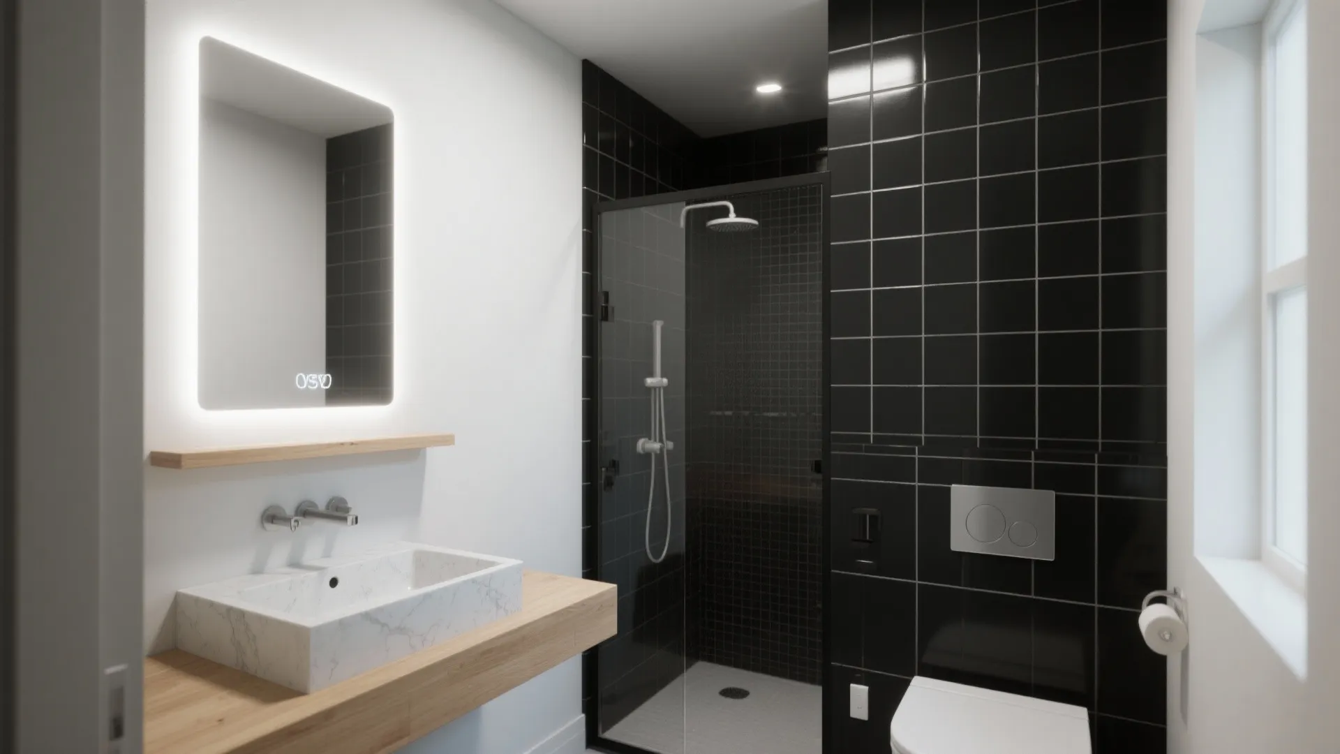 High-contrast grout and light accents to avoid the “cave” effect