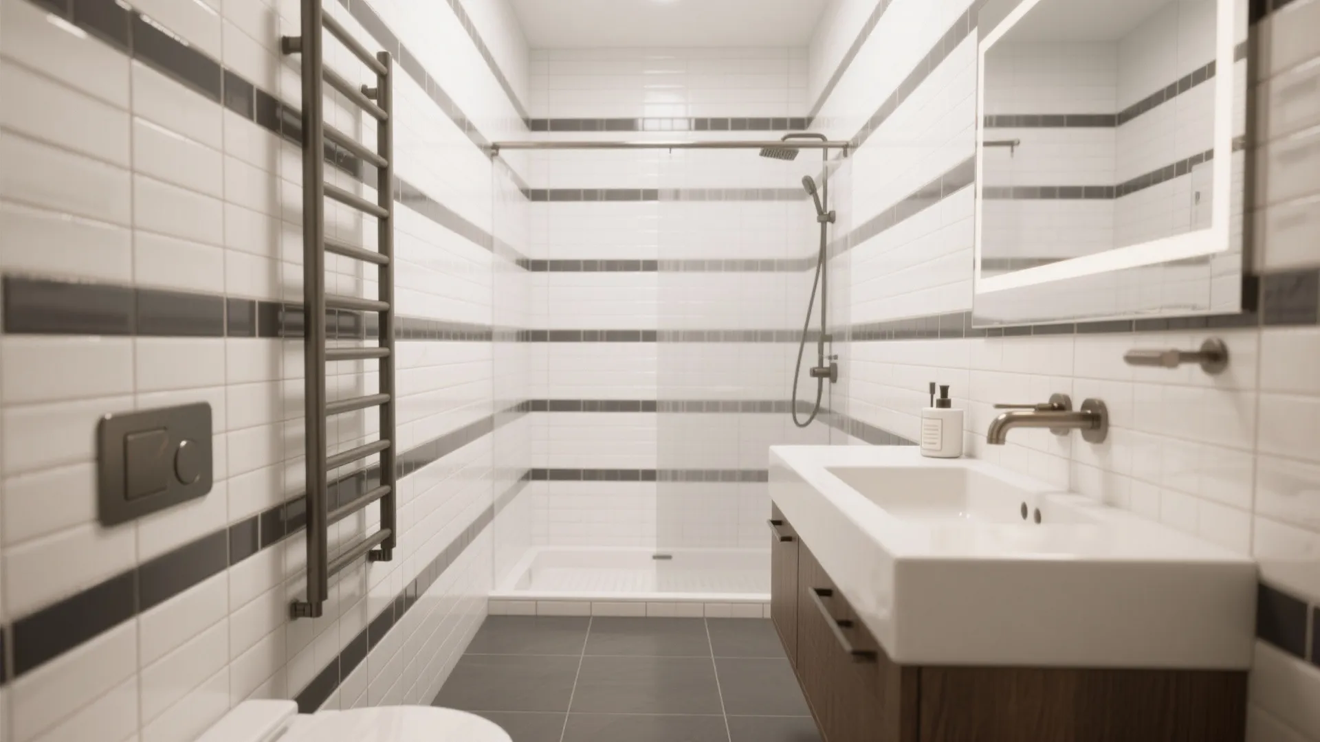 High-contrast grout with classic subway tile