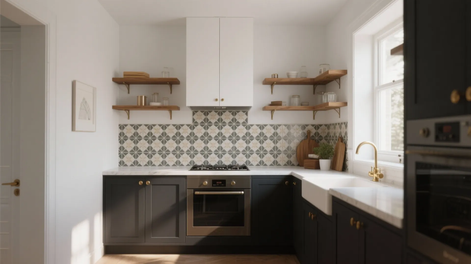 3. Layer Contrast with Cabinets and Backsplash