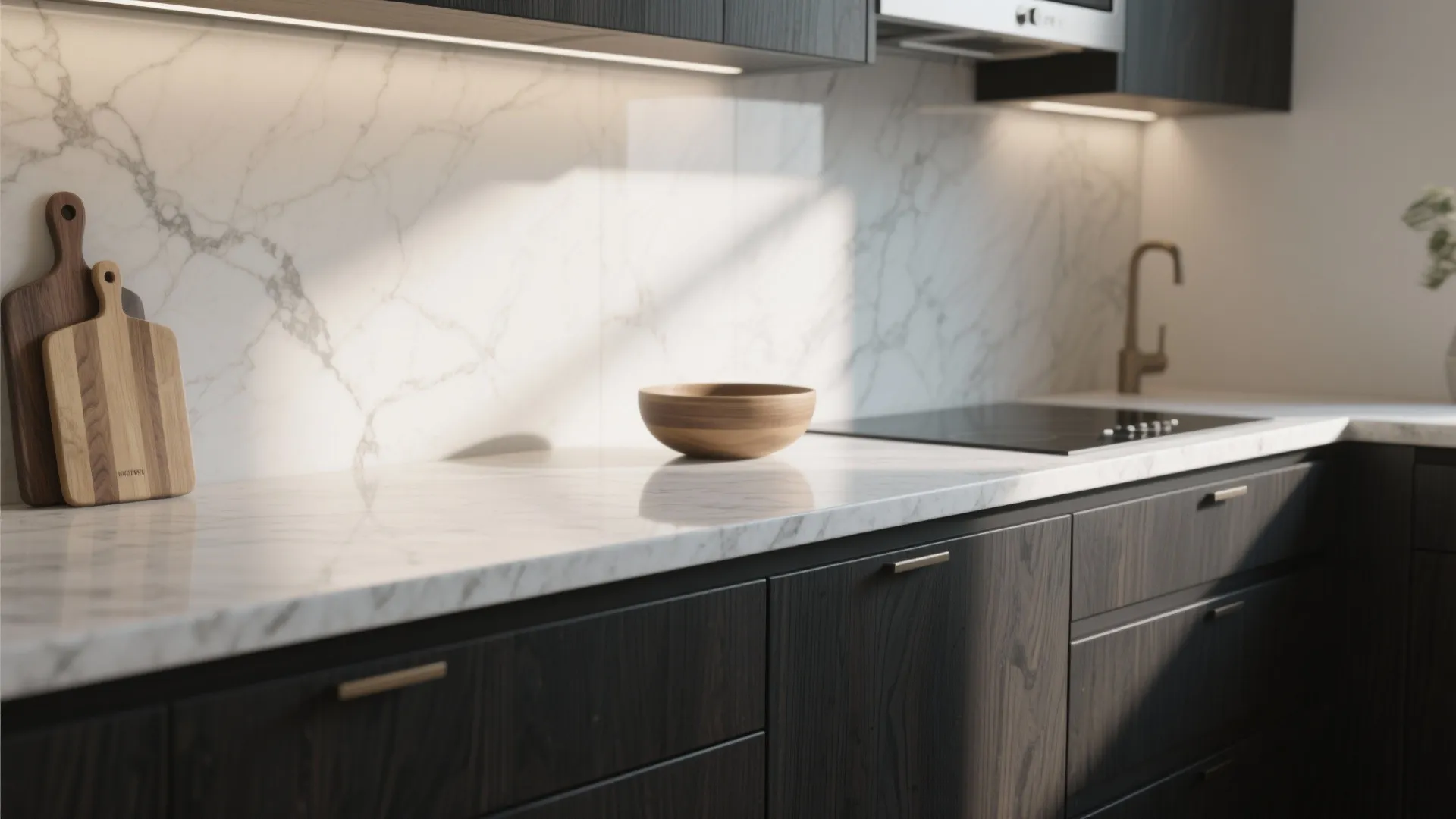 1. Contrast with Light Countertops