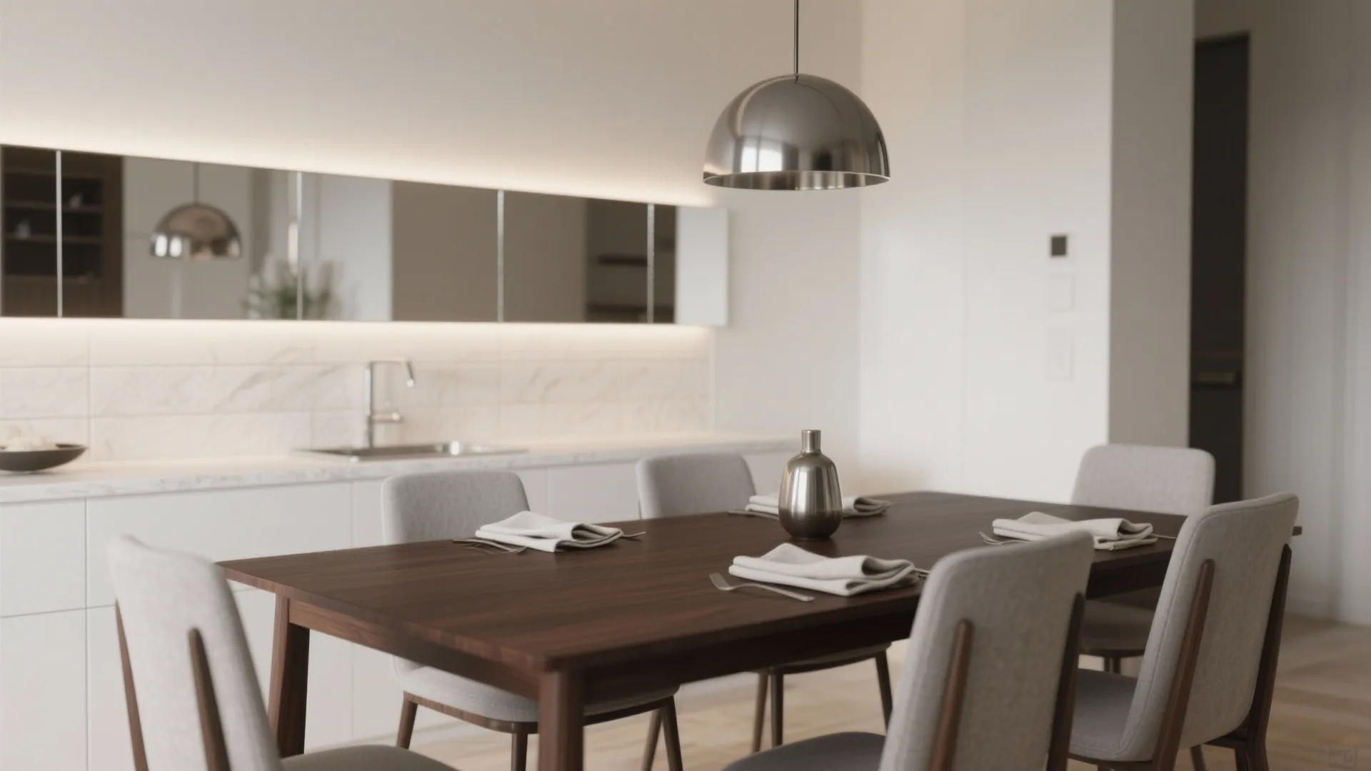 1. Contrast with light walls and reflective accents