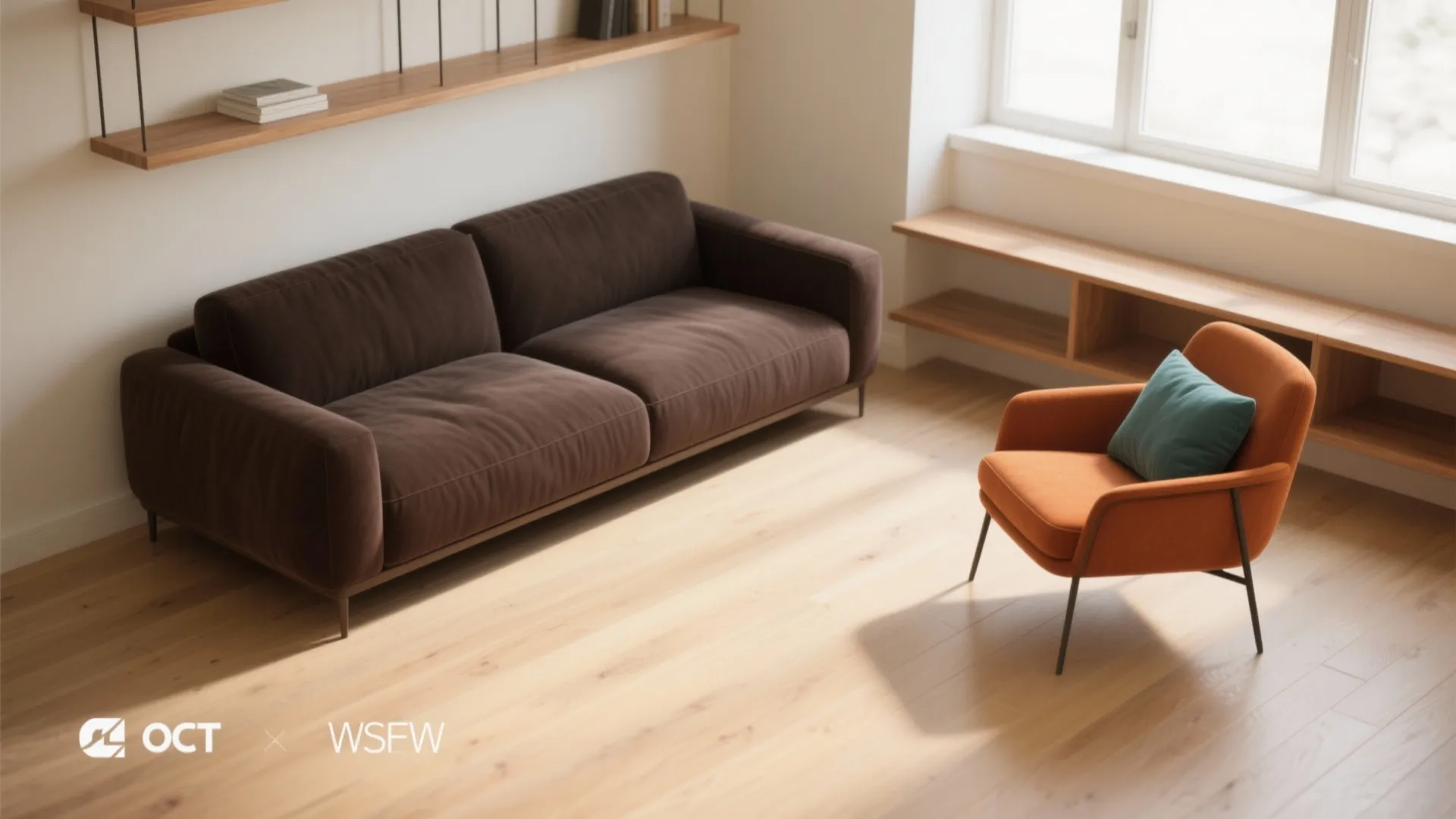 1. Contrast with light walls and warm wood