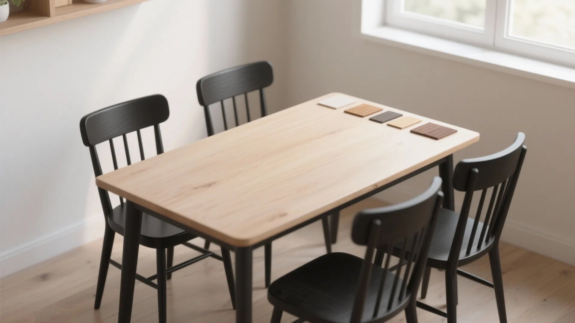 1. Contrast with light wood table